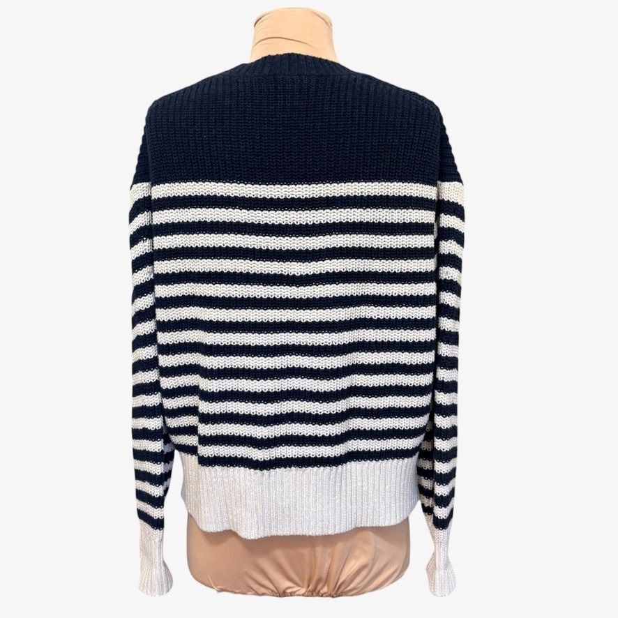 J.Crew Classic Knit Striped Sweater S Navy Blue White J.Crew Preppy Size S / US 4 / IT 40 - 3 Thumbnail