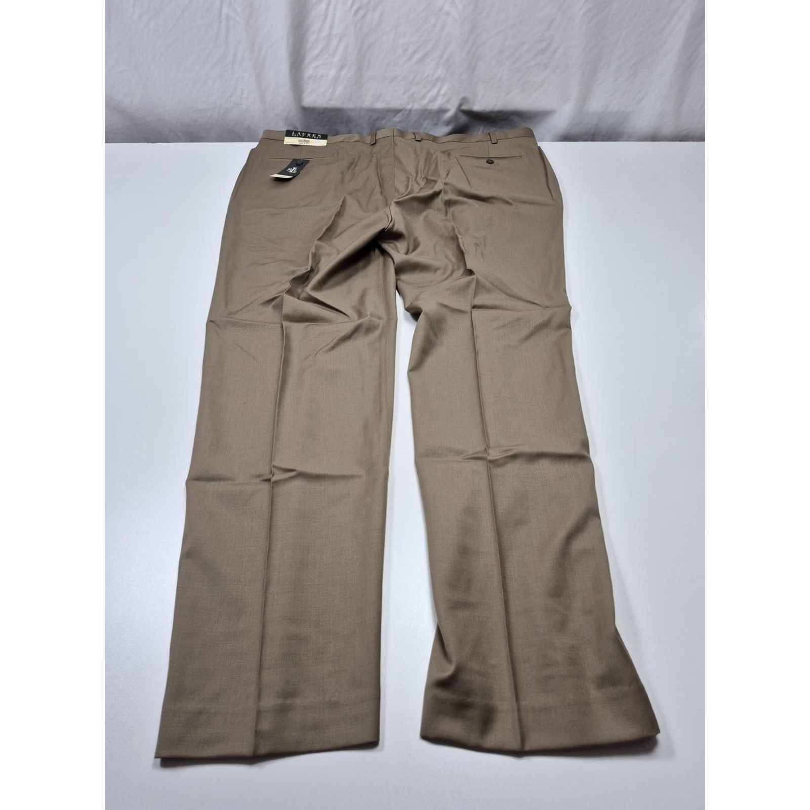 Ralph Lauren VTG? No. Vintage: No. VTG Lauren Ralph Lauren Dress Pants Mens 46x34 Beige Wool Flat Front NWT Office Size US 30 / EU 46 - 5 Thumbnail