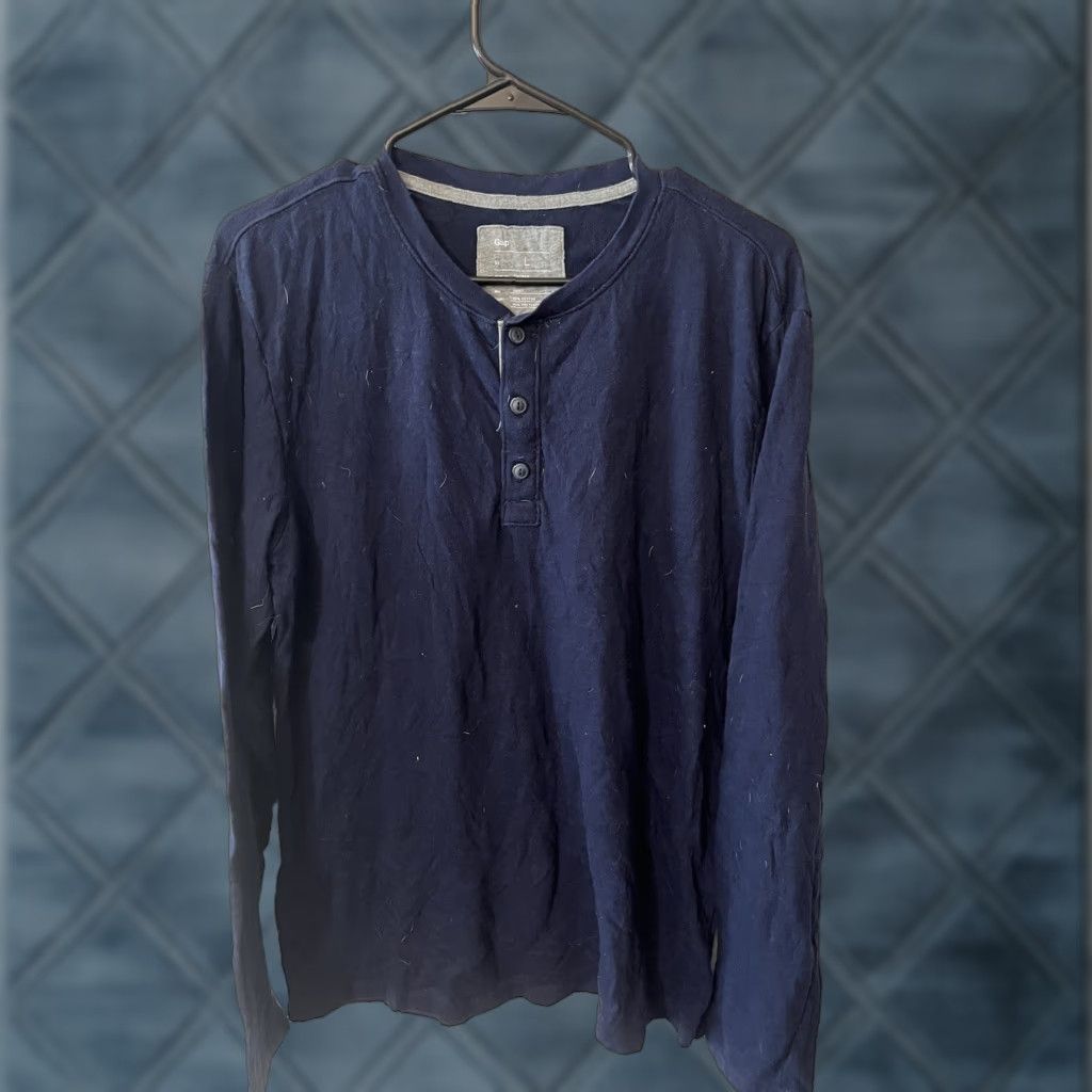 OLD GAP Navy Henley Long Tee Y2K