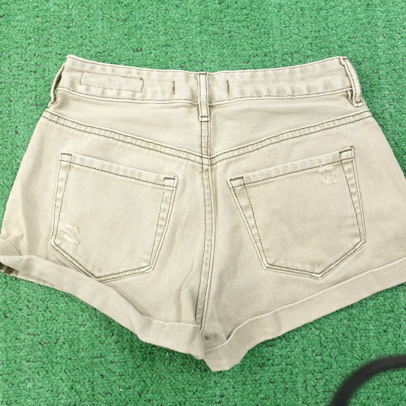 Denime BULLHEAD High-Rise Green Distressed Denim Jean Shorts Womens Size 24 Size 42" / US 20 - 3 Thumbnail