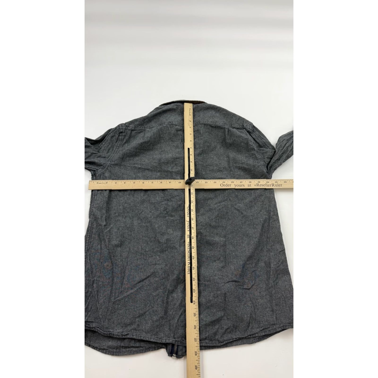 Carbon2Cobalt carbon2cobalt Shirt Mens Medium Gray Long Sleeve Zip Front Cotton Chambray Size US M / EU 48-50 / 2 - 7 Thumbnail