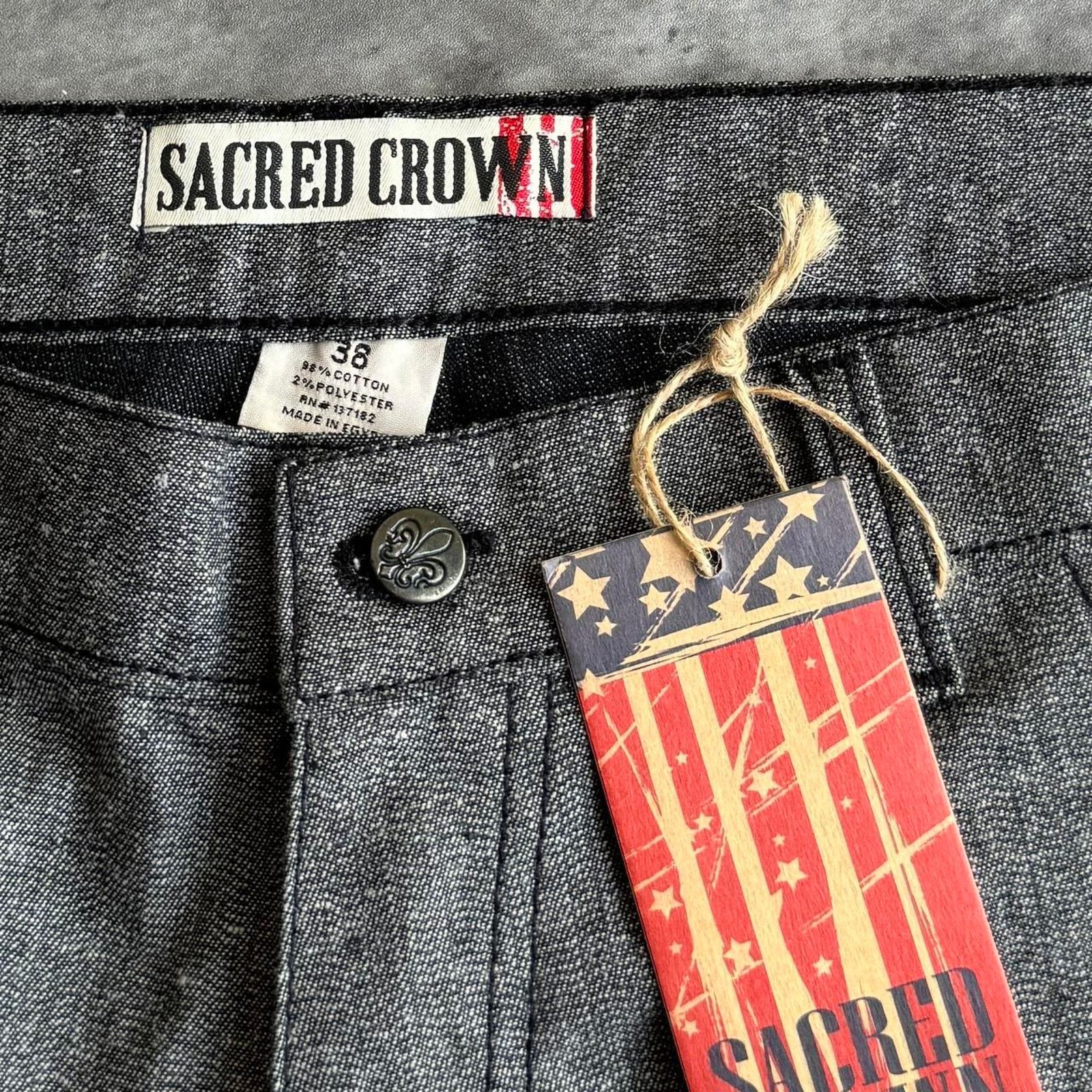 JNCO × Japanese Brand × Vintage Vintage Y2K Sacred Crown Embroidered Opium Denim Jeans Size US 38 / EU 54 - 4 Thumbnail