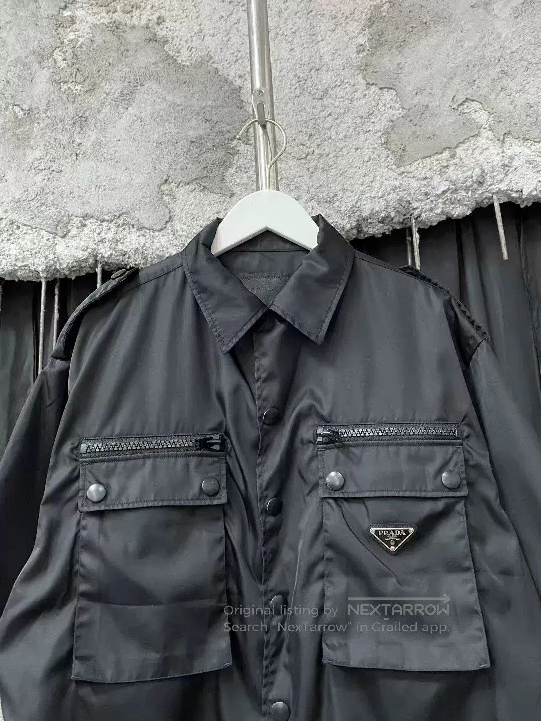 Prada Prada Black Nylon Triangle Logo Short Sleeve Shirt. Size US M / EU 48-50 / 2 - 3 Thumbnail