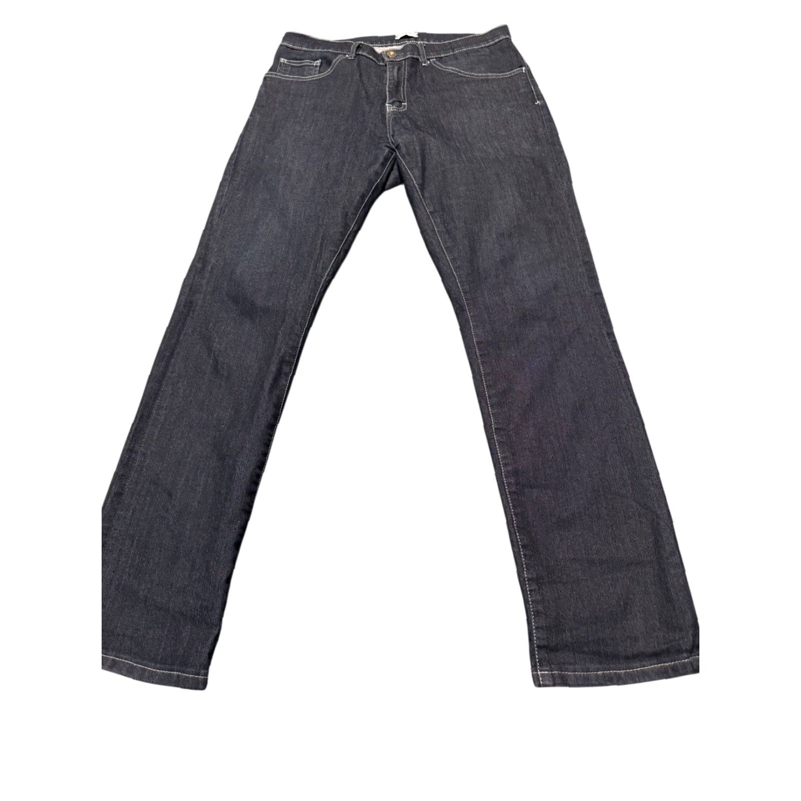 Delta Tom James Jeans Mens 31x28 Delta Blue Denim Tapered Stretch Dark Wash USA Regular 31in Inseam Pockets Size US 31 - 4 Thumbnail