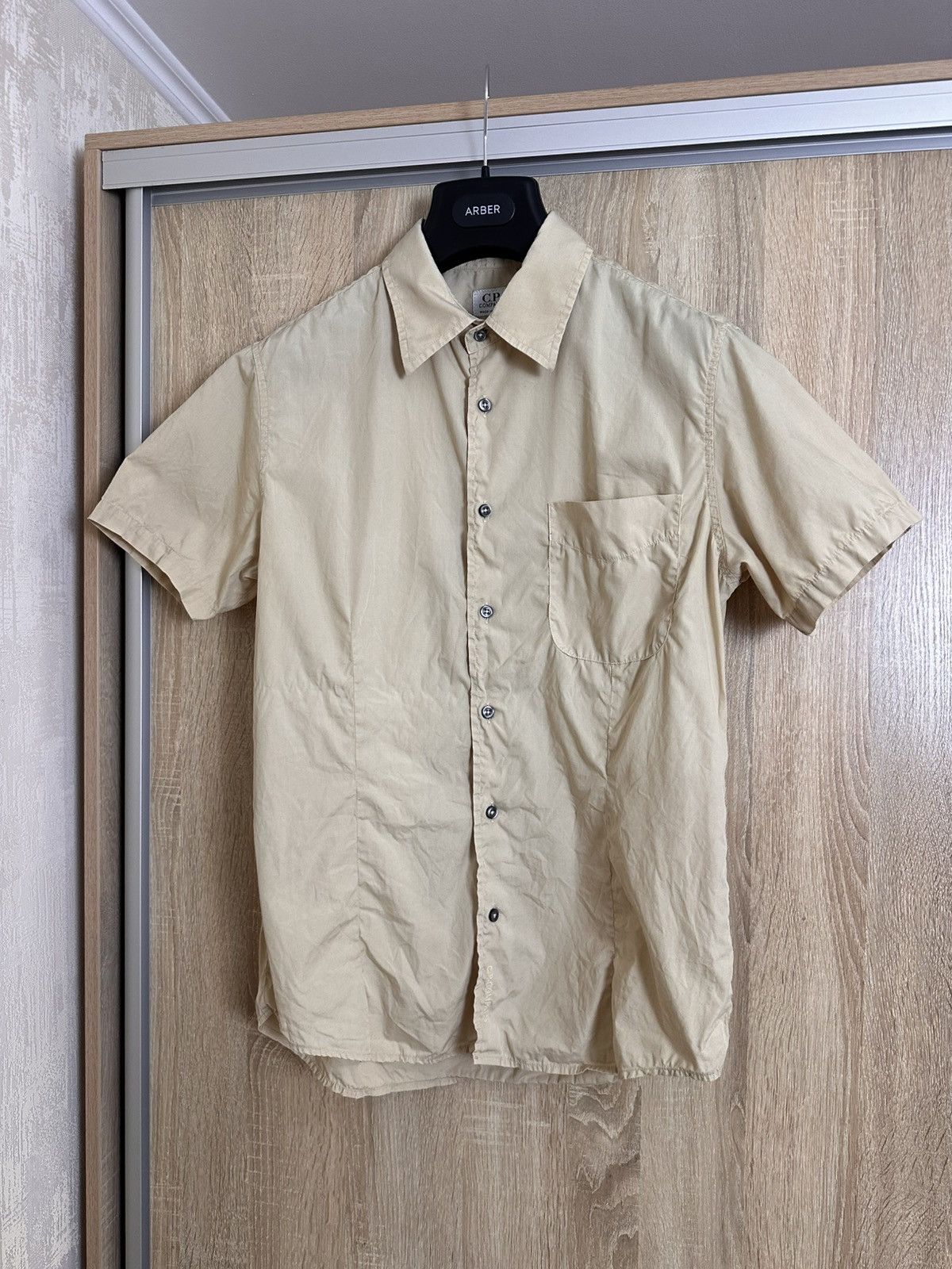 C.P. Company 🔥 90s C.P. Company Button Up Logo Shirt Beige Vintage Size US M / EU 48-50 / 2 - 1 Thumbnail