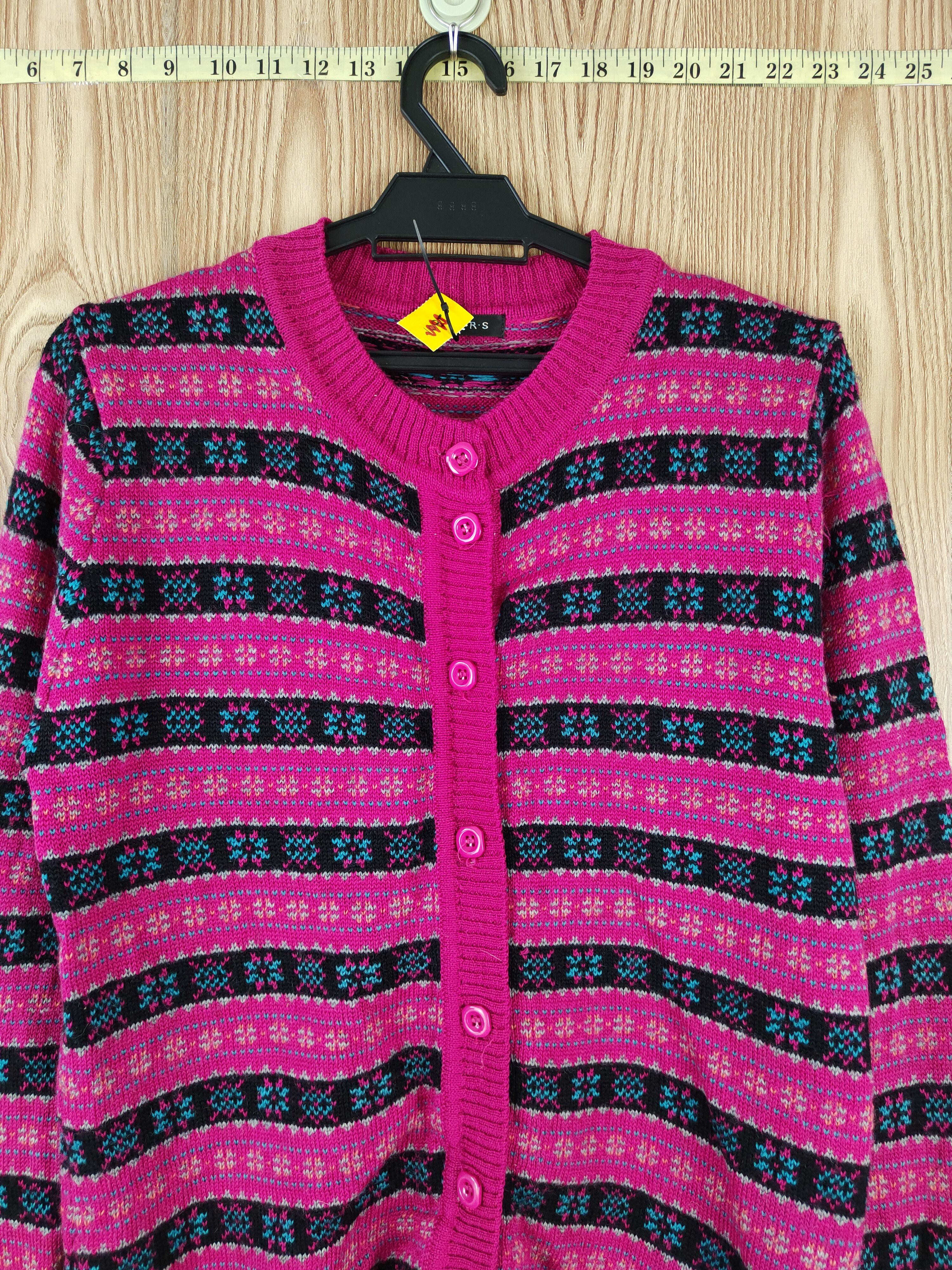 Japanese Brand Piers Dark Pink Knitwear art design Cardigan #W134 Size M / US 6-8 / IT 42-44 - 2 Thumbnail
