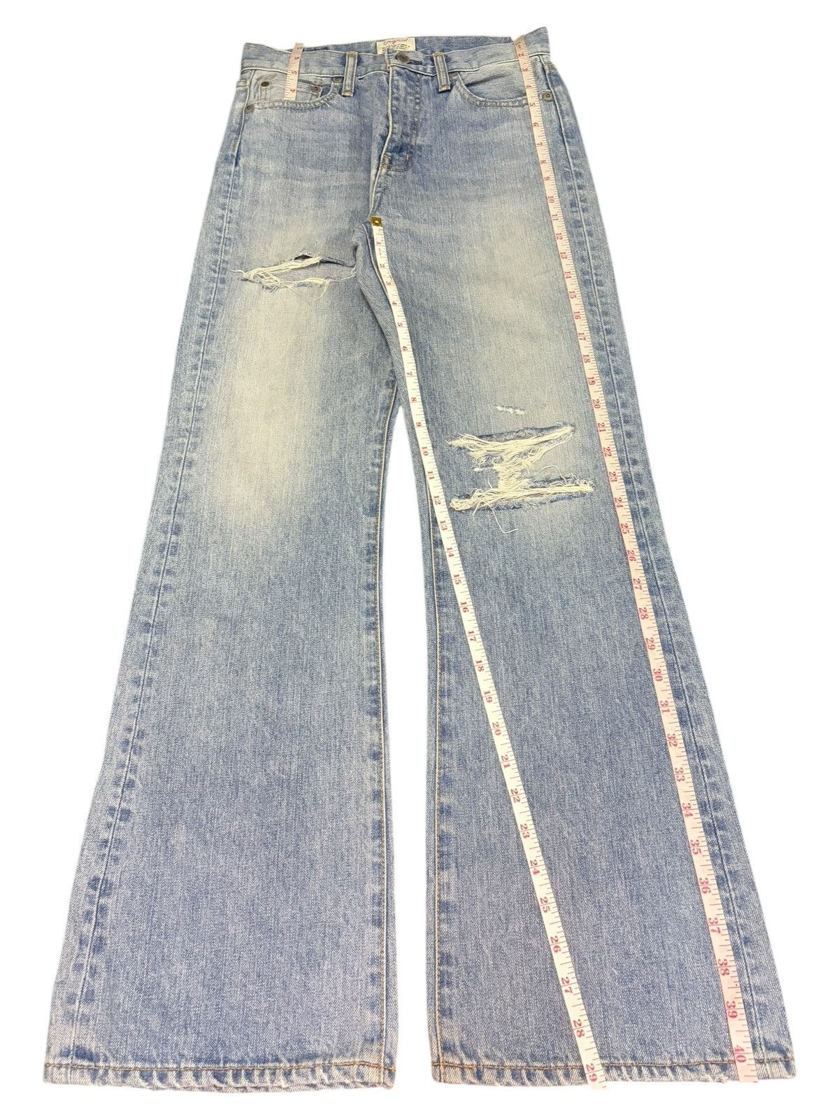 Hysteric Glamour Vintage Japanese Ungrid Faded Wash Distress Flare Jeans Size 28" / US 6 / IT 42 - 7 Thumbnail