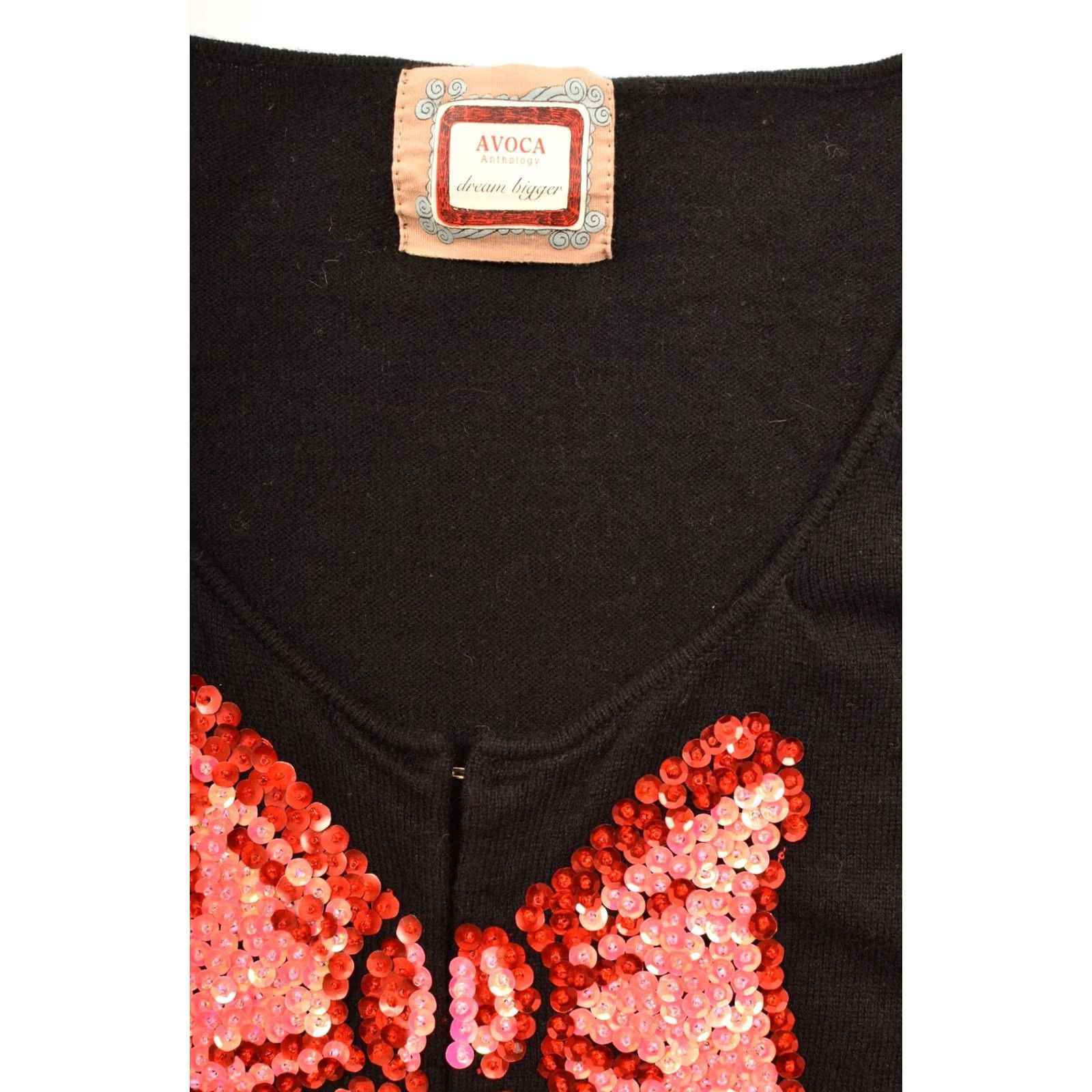 Vintage VINTAGE Avoca Anthology Cardigan Sweater Sequin Bow Black Size 3 Women Size XS / US 0-2 / IT 36-38 - 3 Thumbnail