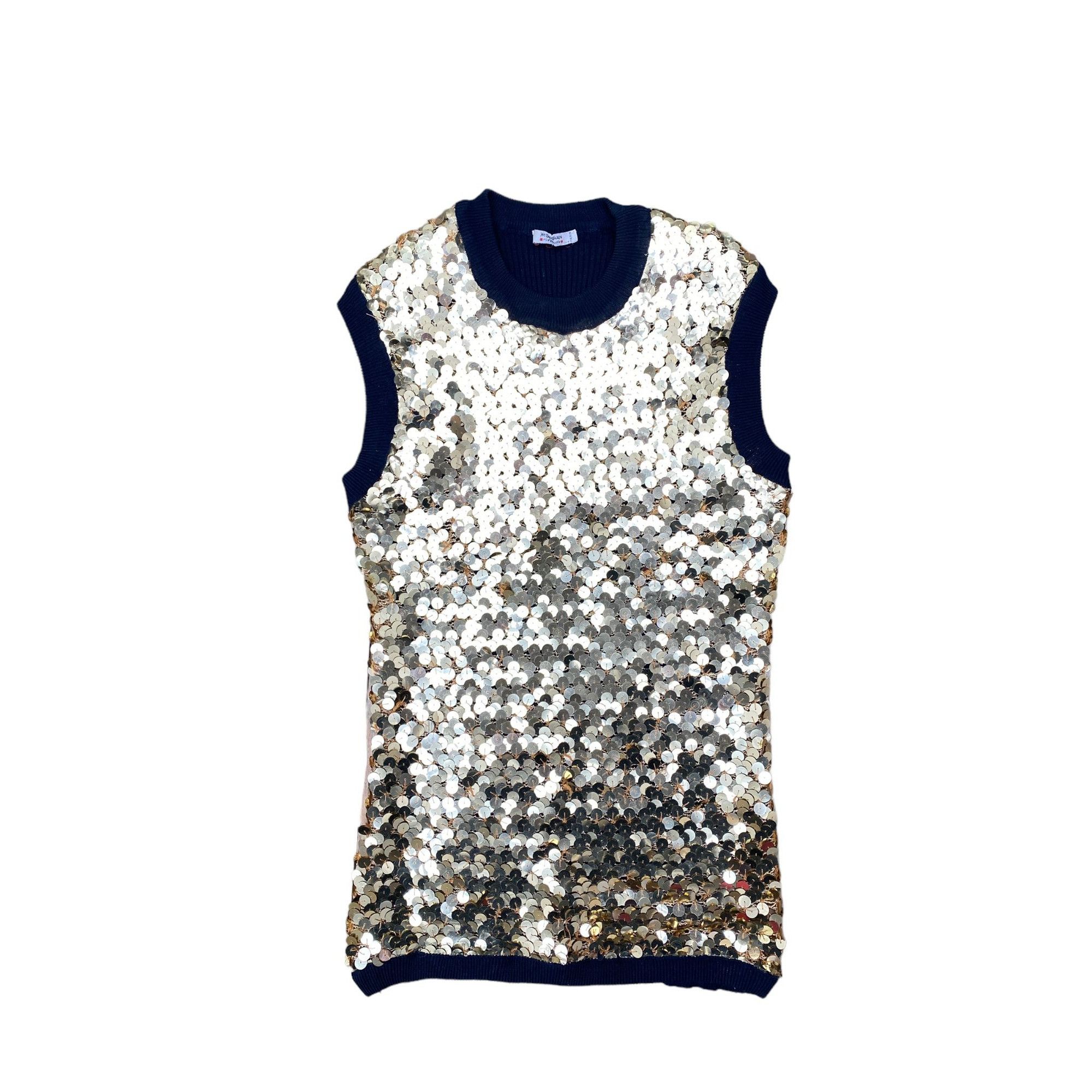 Image of YVES Saint Laurent Sequined Top Knit in Navy, Women's (Size XS)