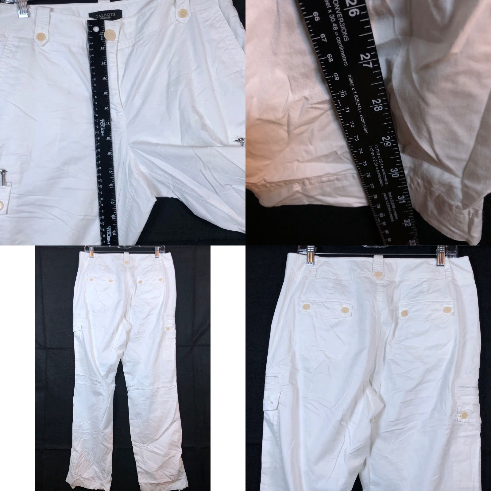 Talbots Talbots Womens Pants White High Rise Signature Zip Cargo Pockets Stretch 10 Size 24" / US 00 / IT 34 - 8 Thumbnail