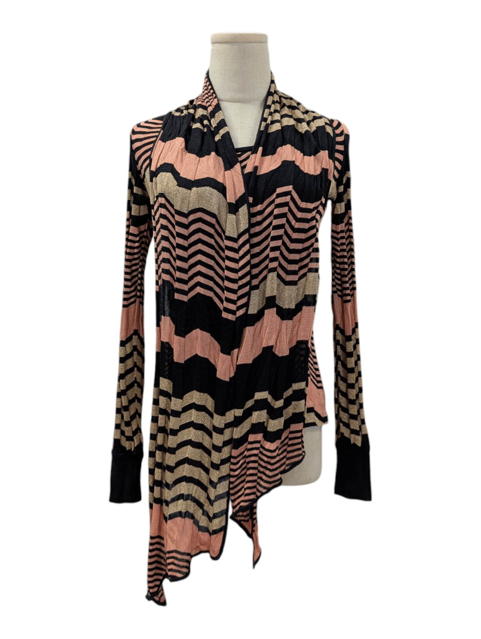 Missoni Black And Gold Long Sleeve Top With Neck Scarf Size S / US 4 / IT 40 - 1 Thumbnail