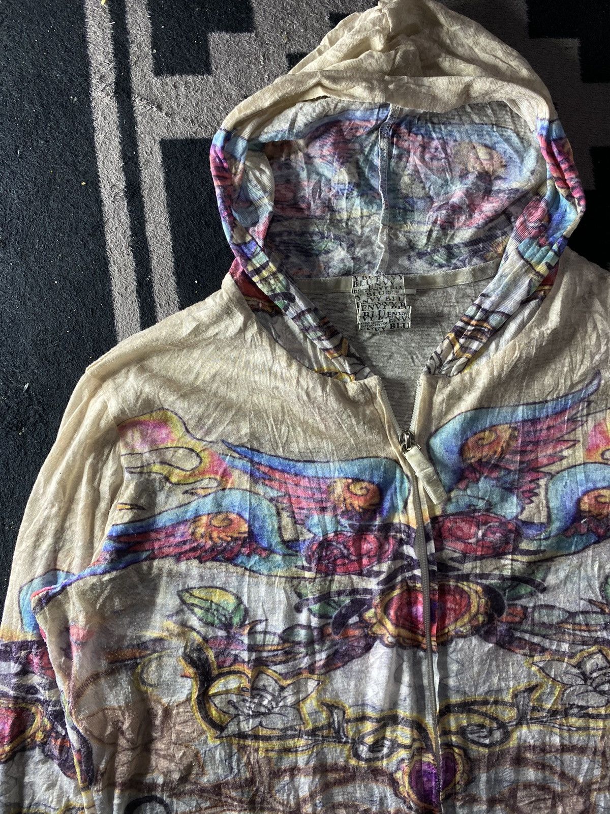 Hysteric Glamour Jean paul gaultier style Envy blue tattoo mesh hoodie Size US M / EU 48-50 / 2 - 6 Thumbnail