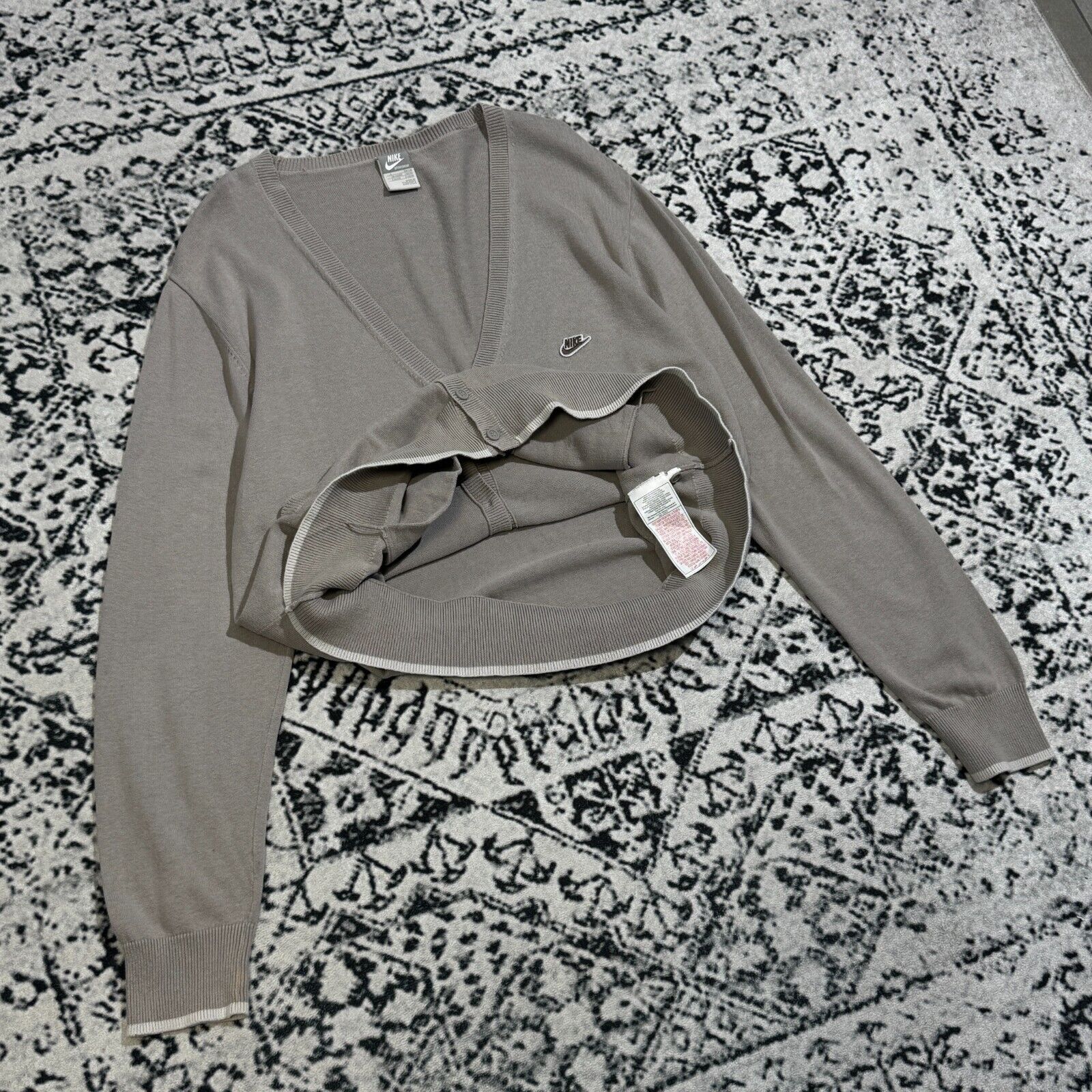 Nike × Vintage Vintage Nike Unisex Gray Cotton Sweater Cardigan Size L Size US L / EU 52-54 / 3 - 8 Thumbnail