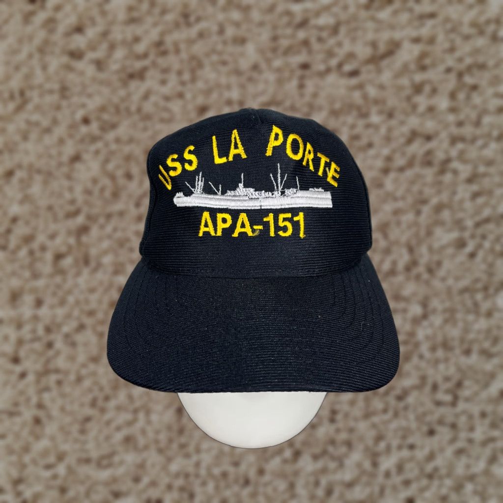 Vintage USS La Porte Hat Cap Snap Back Adult Blue Navy Haskell Class Attack Transport Size ONE SIZE - 1 Thumbnail