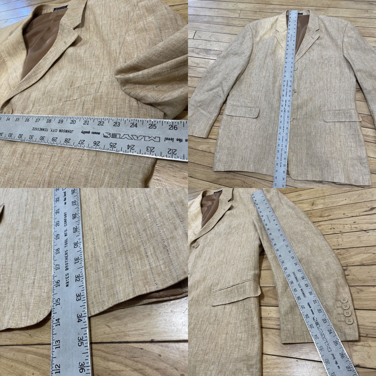 Vintage Vtg Giovanno Collezione Blazer Men 46 R Tan Stripe Linen Vintage Grunge Retro 2 Piece Notch Lapel Mens Regular Size 46 Brown Linen Stripe Blazer Size 46R - 8 Thumbnail