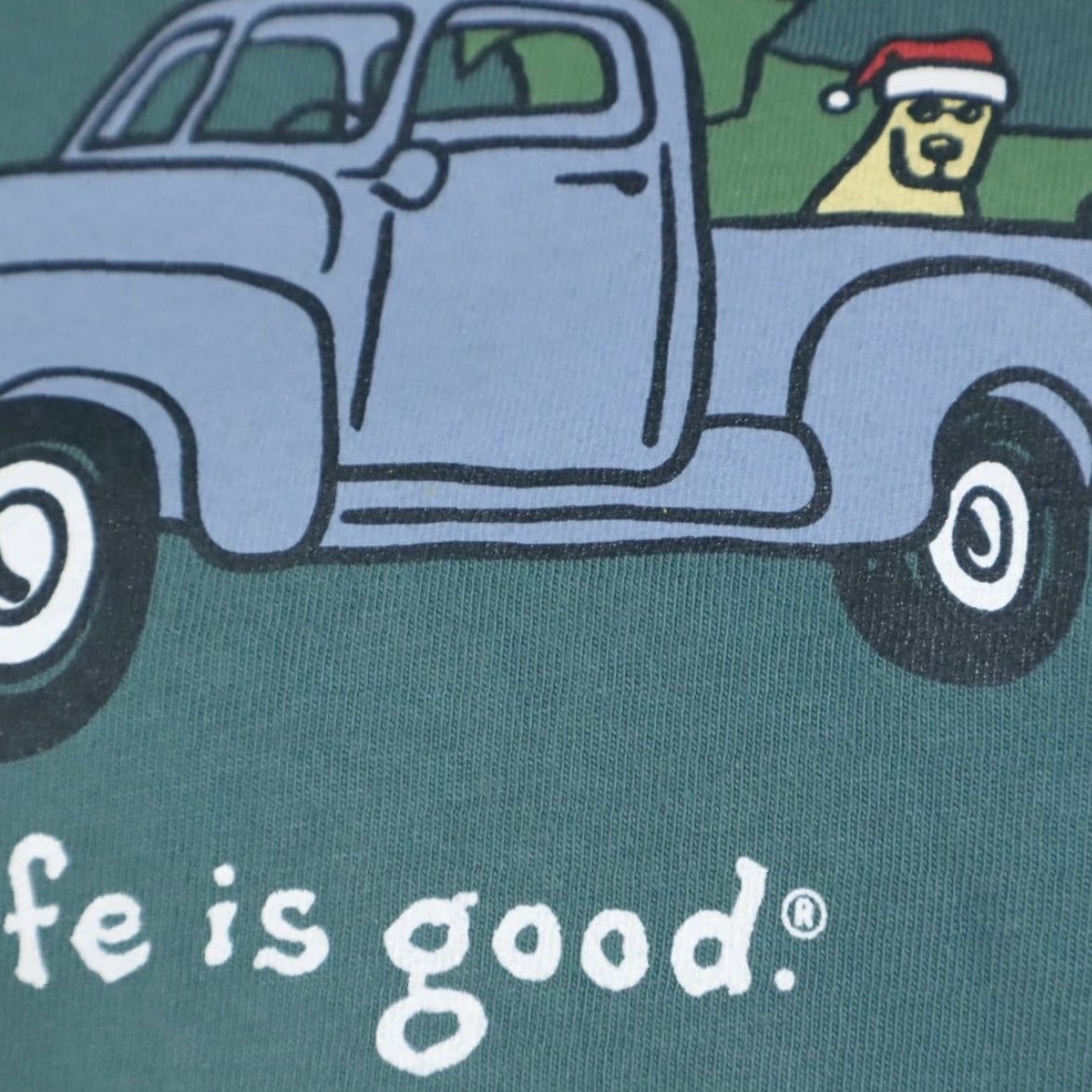Life is Good Life is Good Christmas Truck Long Sleeve T-Shirt Green Men's M Size US M / EU 48-50 / 2 - 6 Thumbnail