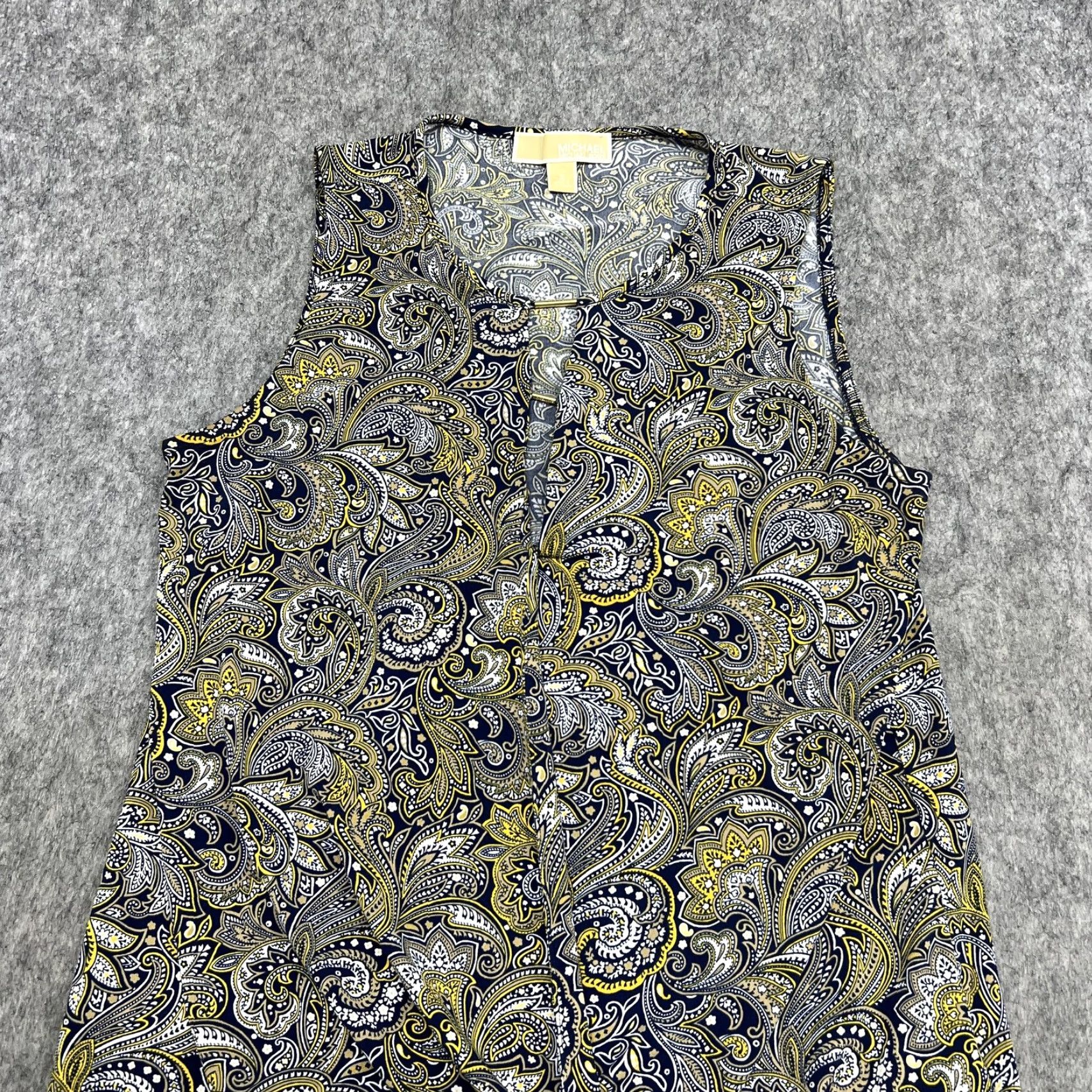 Vintage MICHAEL MICHAEL KORS Shirt Womens S Blue Paisley Sleeveless V-Neck Blouse Top Size S / US 4 / IT 40 - 4 Thumbnail