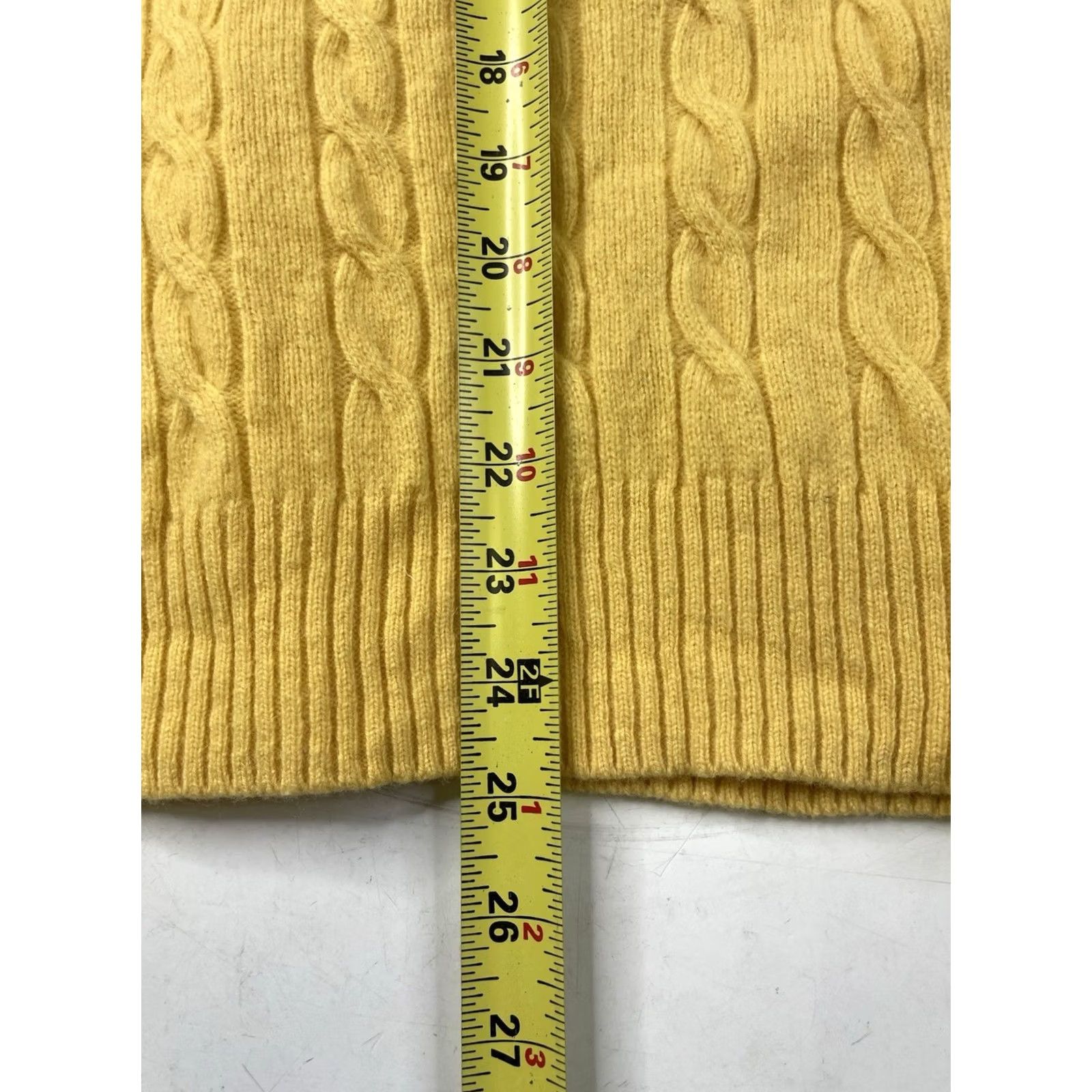 Brooks Brothers BROOKS BROTHERS 346 Cable Knit Sweater Womens L Yellow Crewneck Lambswool Cashmere 100% Wool Knit Pullover Regular All Seasons Size L / US 10 / IT 46 - 5 Thumbnail