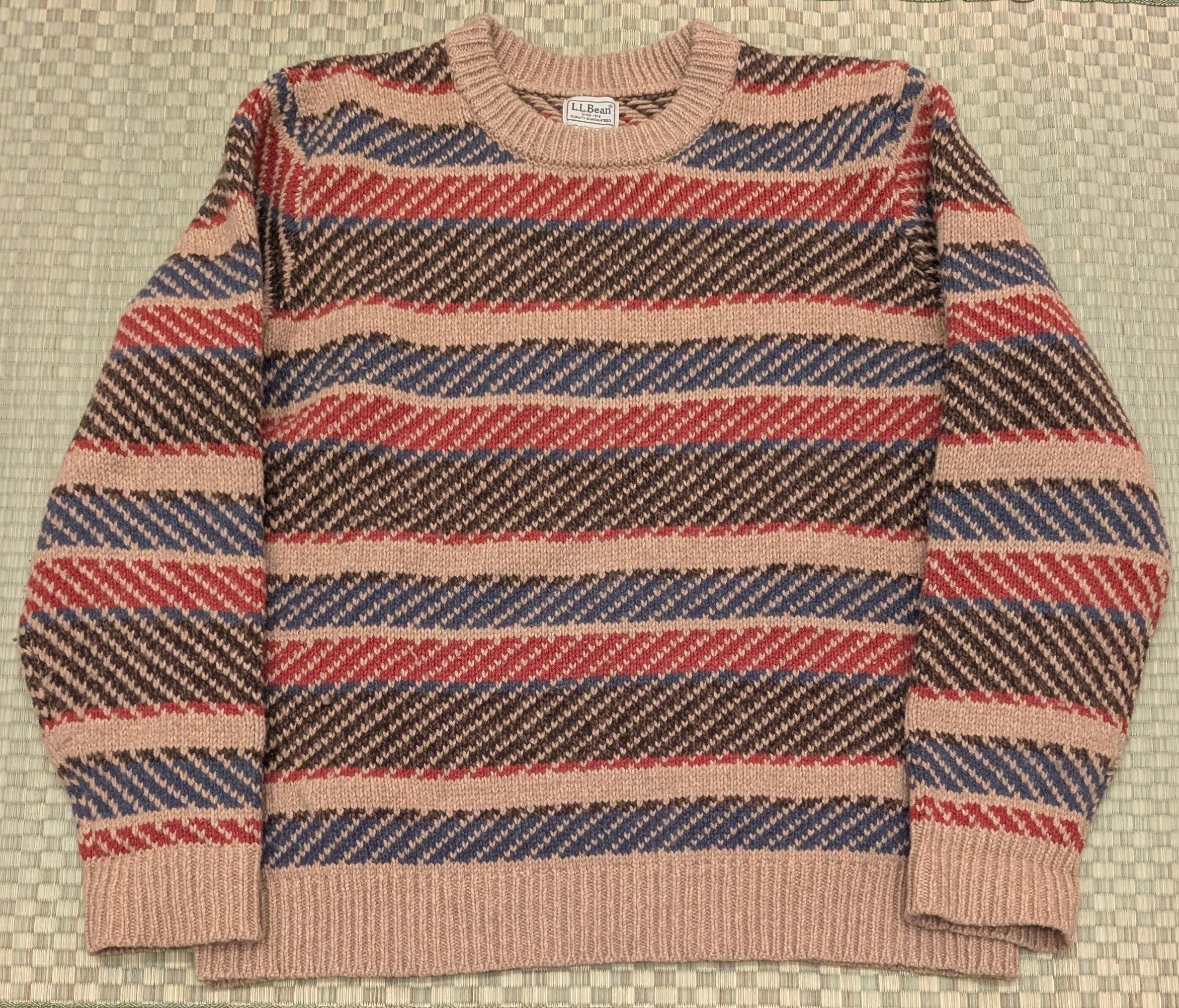 L.L. Bean 100% Ragg Wool Fair Isle Crew Neck Sweater