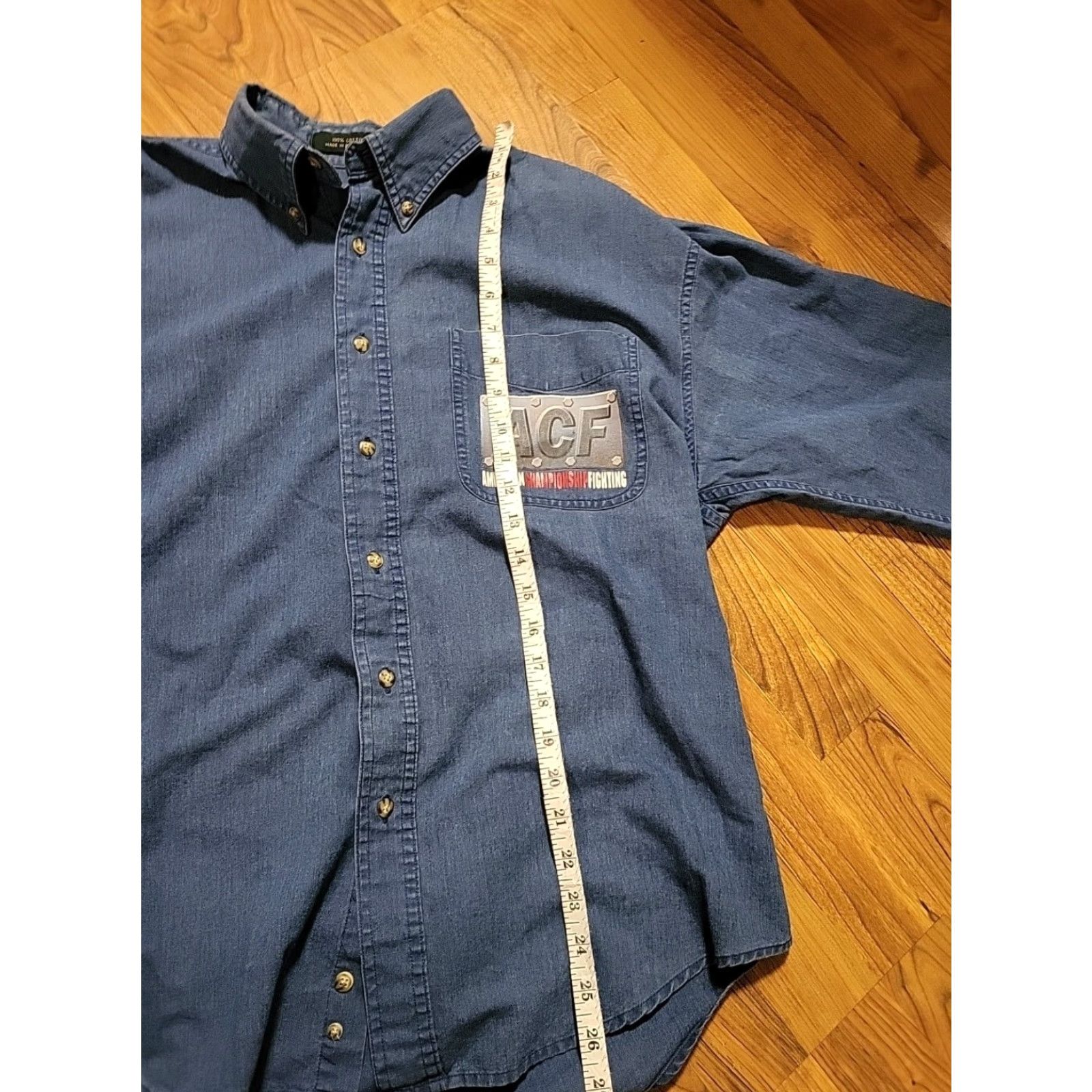 Vintage VINTAGE Hill & Archer Shirt Denim Blue 1990s Long Sleeve M Adult Medium Mens Soccer American Championship Fighting Denim Shirt Size US M / EU 48-50 / 2 - 7 Thumbnail