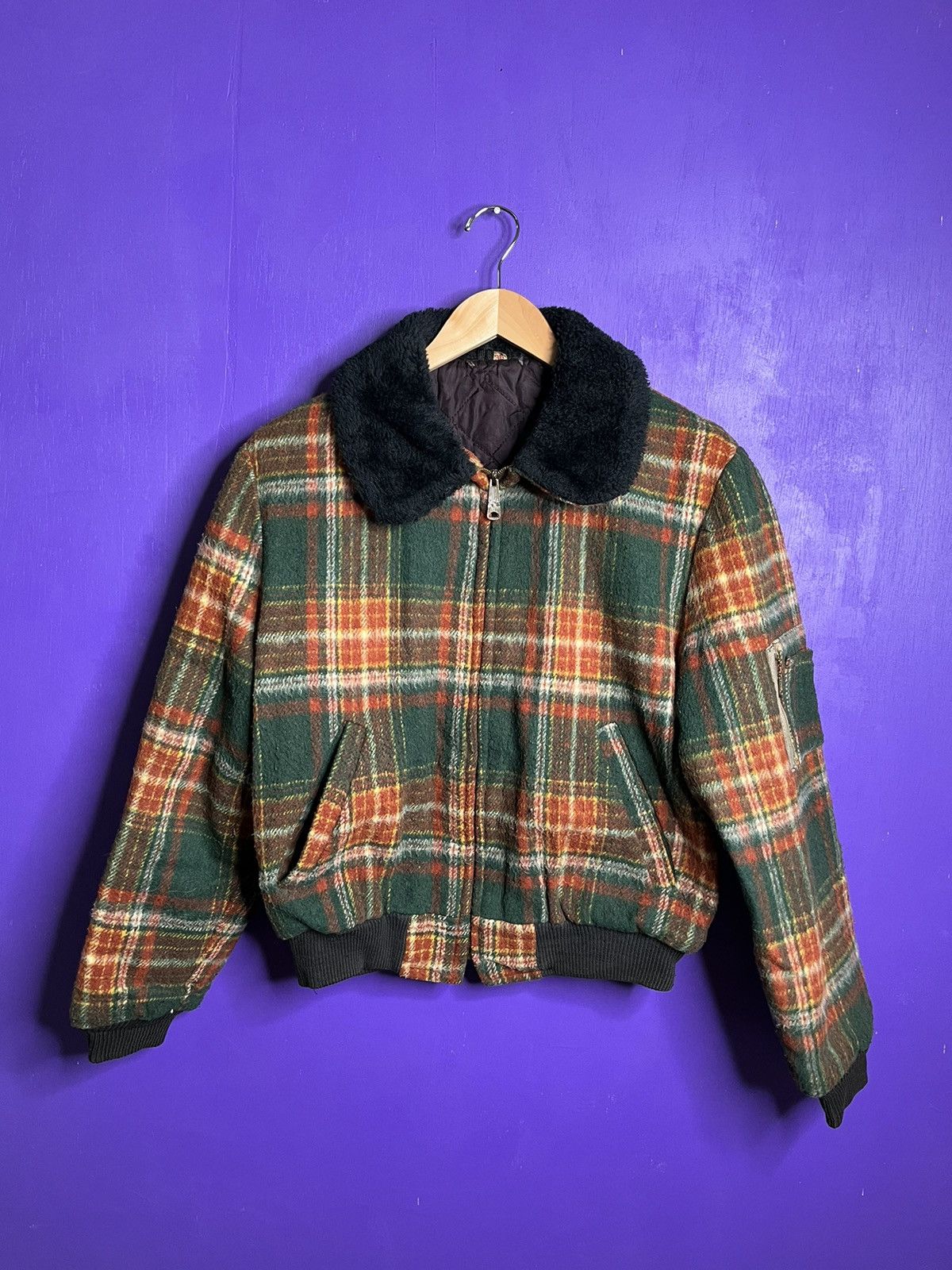 Vintage Vintage 70s Plaid fur collar airman’s jacket Size US M / EU 48-50 / 2 - 1 Thumbnail