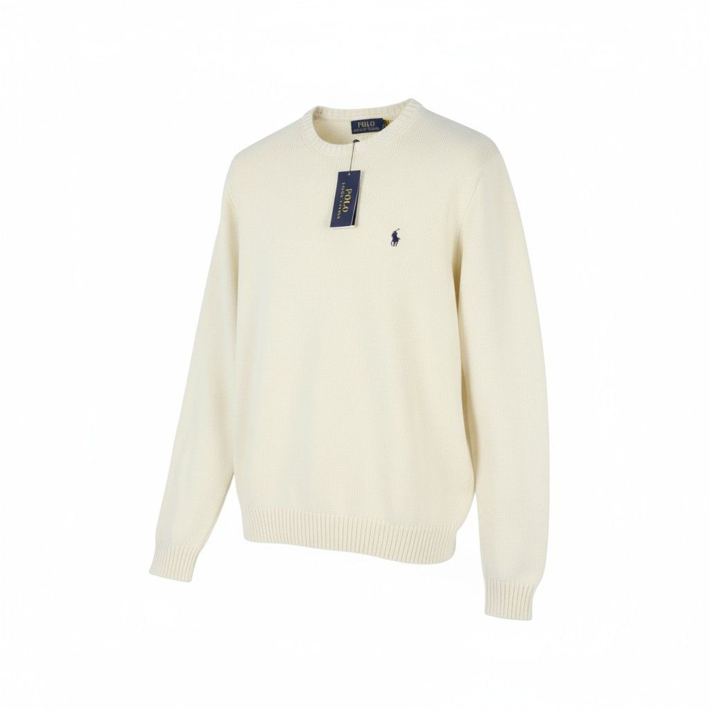 Ralph Lauren CREAM L Tight Knit Crew Neck Pullover 86929 Size US L / EU 52-54 / 3 - 1 Thumbnail