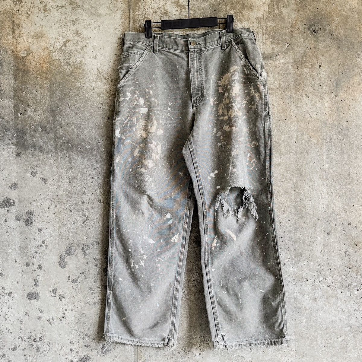 Vintage Vintage THRASHED Carhartt Paint Splatter Carpenter Pants Size US 34 / EU 50 - 2 Thumbnail