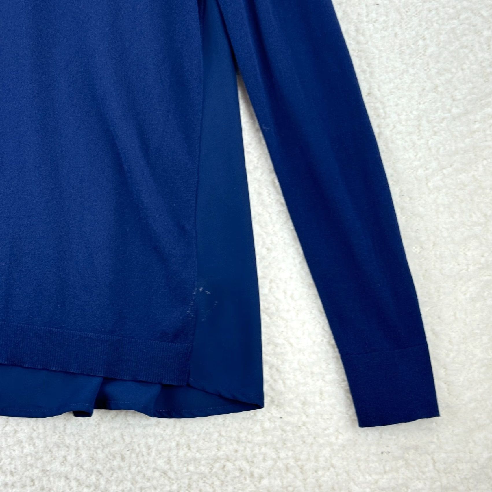 White House Black Market White House Black Market Shirt Women Medium Navy Blue V-Neck Stretch Long Sleeve Size M / US 6-8 / IT 42-44 - 3 Thumbnail