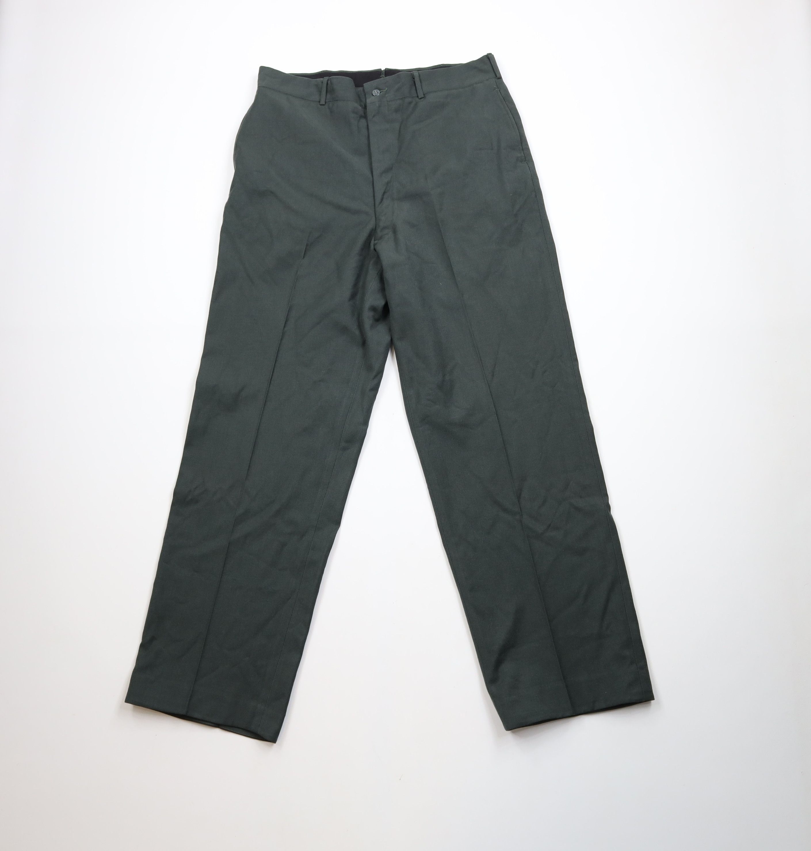Vintage Vintage 60s Vietnam War Green Wool Wide Leg Trousers Pants Size US 36 / EU 52 - 1 Thumbnail