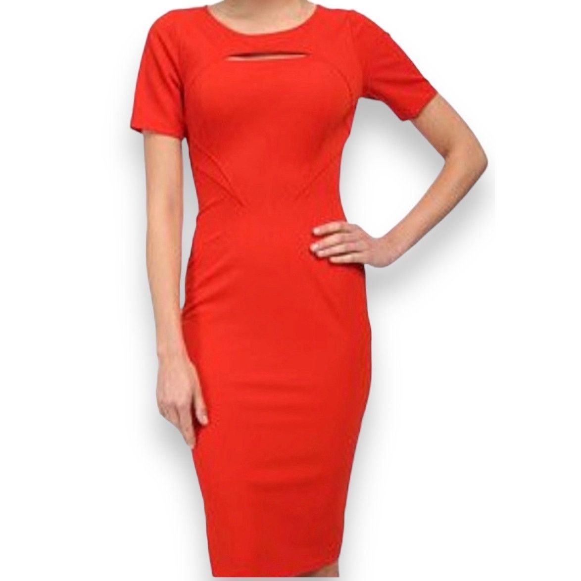 image of Zac Posen Red Bateau Neckline Dress, Women's (Size Medium)