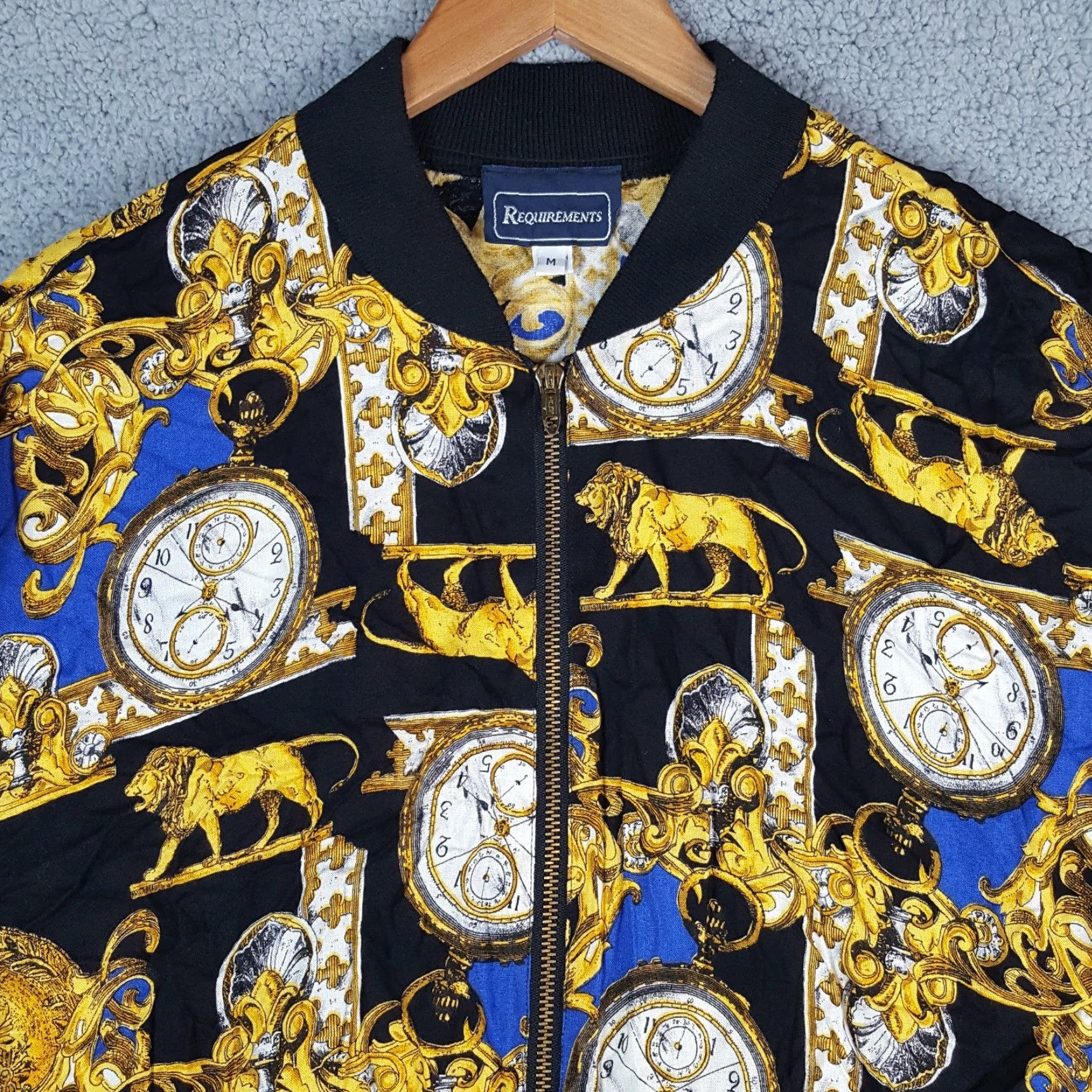 Vintage Vintage 90s Gold Lion Clock Art Bomber Men's Designer Size M Windbreaker Jacket Size US M / EU 48-50 / 2 - 2 Thumbnail
