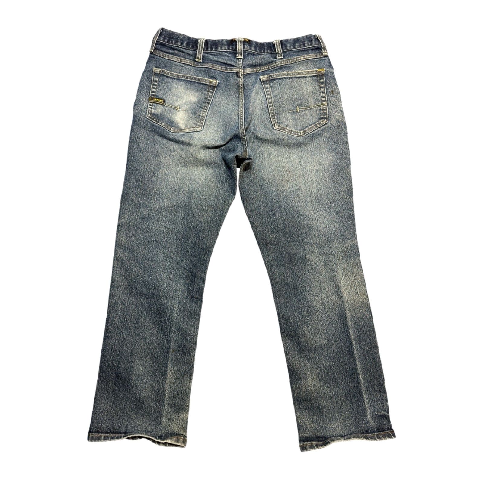 Ariat Ariat Rebar M5 Straight Leg Jeans Men's 36/32 Blue Denim Cotton Polyester Zipper Button Logo Work Heavy Duty Casual Size US 36 / EU 52 - 2 Thumbnail