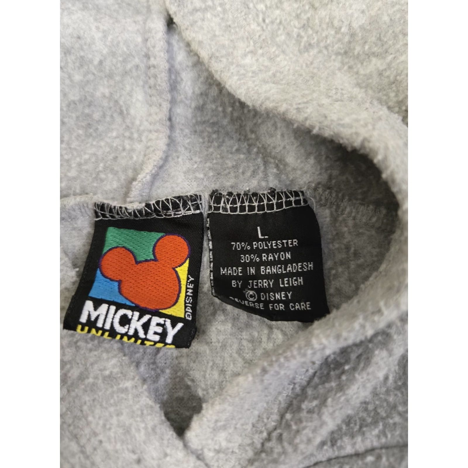 Disney Disney Mickey Unlimited Fleece Hoodie Women L Gray Long Sleeve Hooded Pullover Embroidered Mickey Mouse Pockets Solid Cartoon Womens Size L / US 10 / IT 46 - 4 Thumbnail