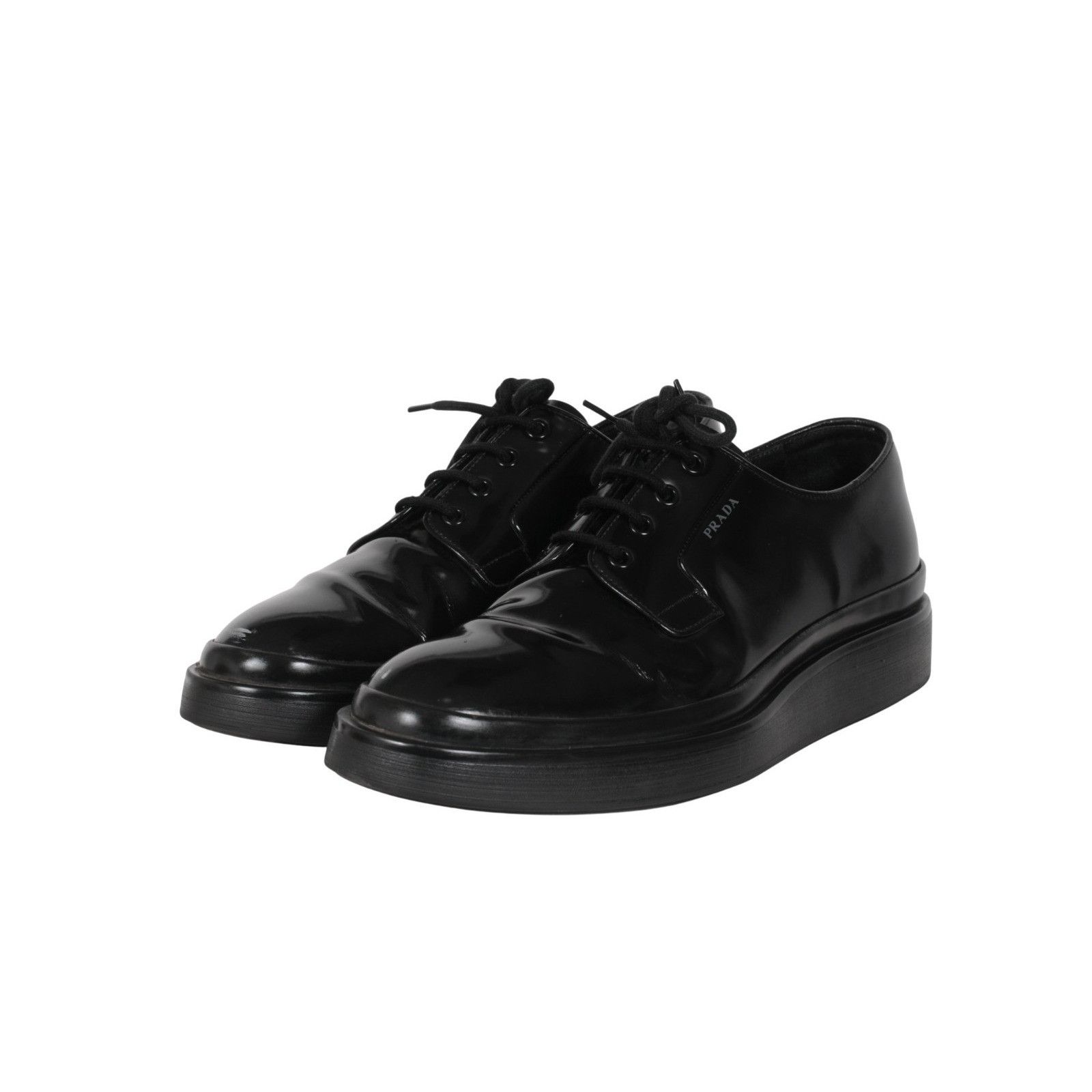 Prada Black Leather Oxford Chunky Derby - 02631 Size US 10.5 / EU 43-44 - 3 Thumbnail