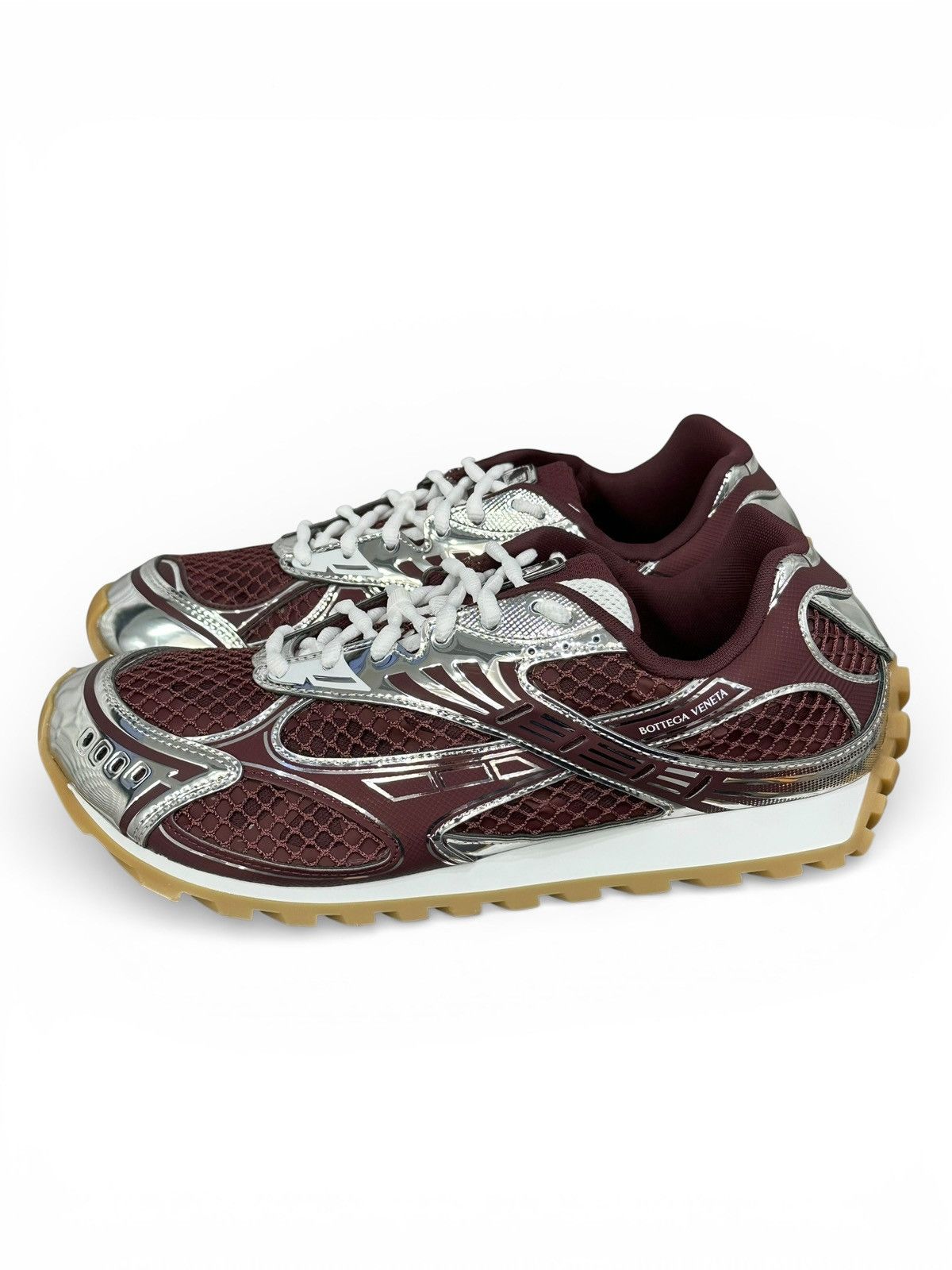 Bottega Veneta Bottega Burgundy Silver Orbits Sneakers Size US 11 / EU 44 - 2 Thumbnail