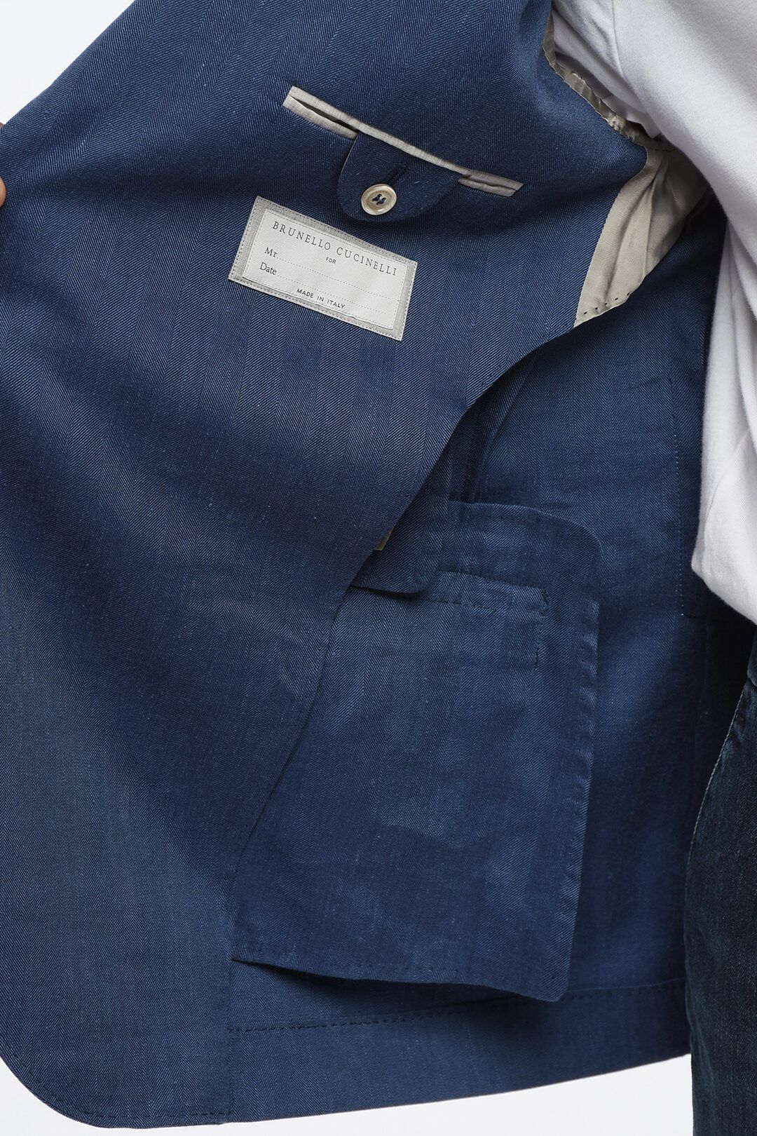 Brunello Cucinelli og1mm0725 Linen Blend Slim Fit Blazer in Blue Size US M / EU 48-50 / 2 - 5 Thumbnail