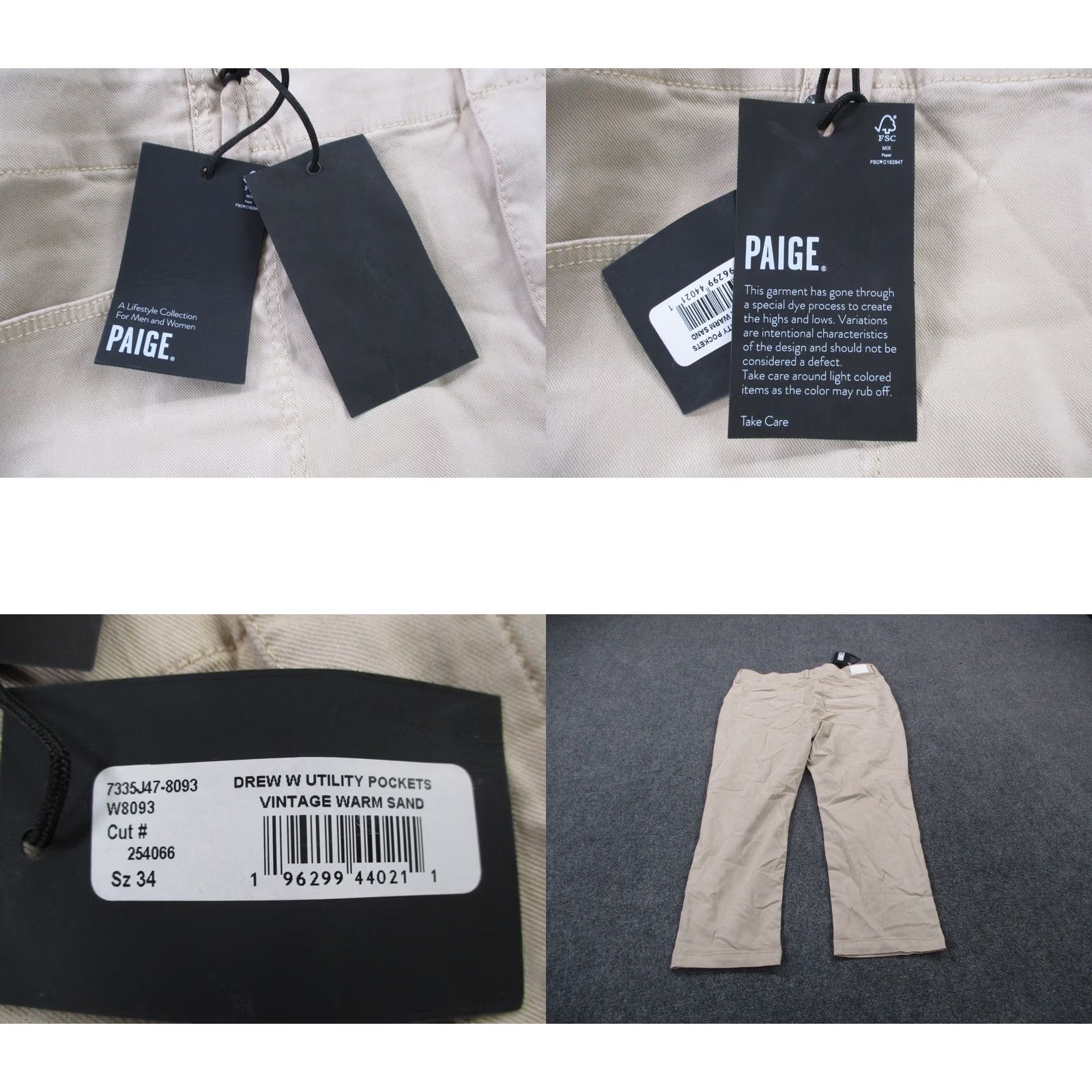 Paige Paige Mens Pants 34 Beige Drew Utility Casual Hiking Workwear Climbing Logo NEW Size US 34 / EU 50 - 9 Thumbnail
