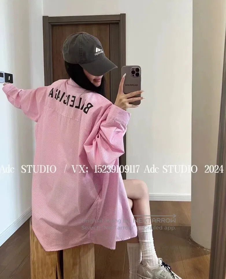 Balenciaga Balenciaga Pink Striped Back Lettering Printed Tie Bow Cot Size XXS / US 00 / IT 34 - 8 Thumbnail