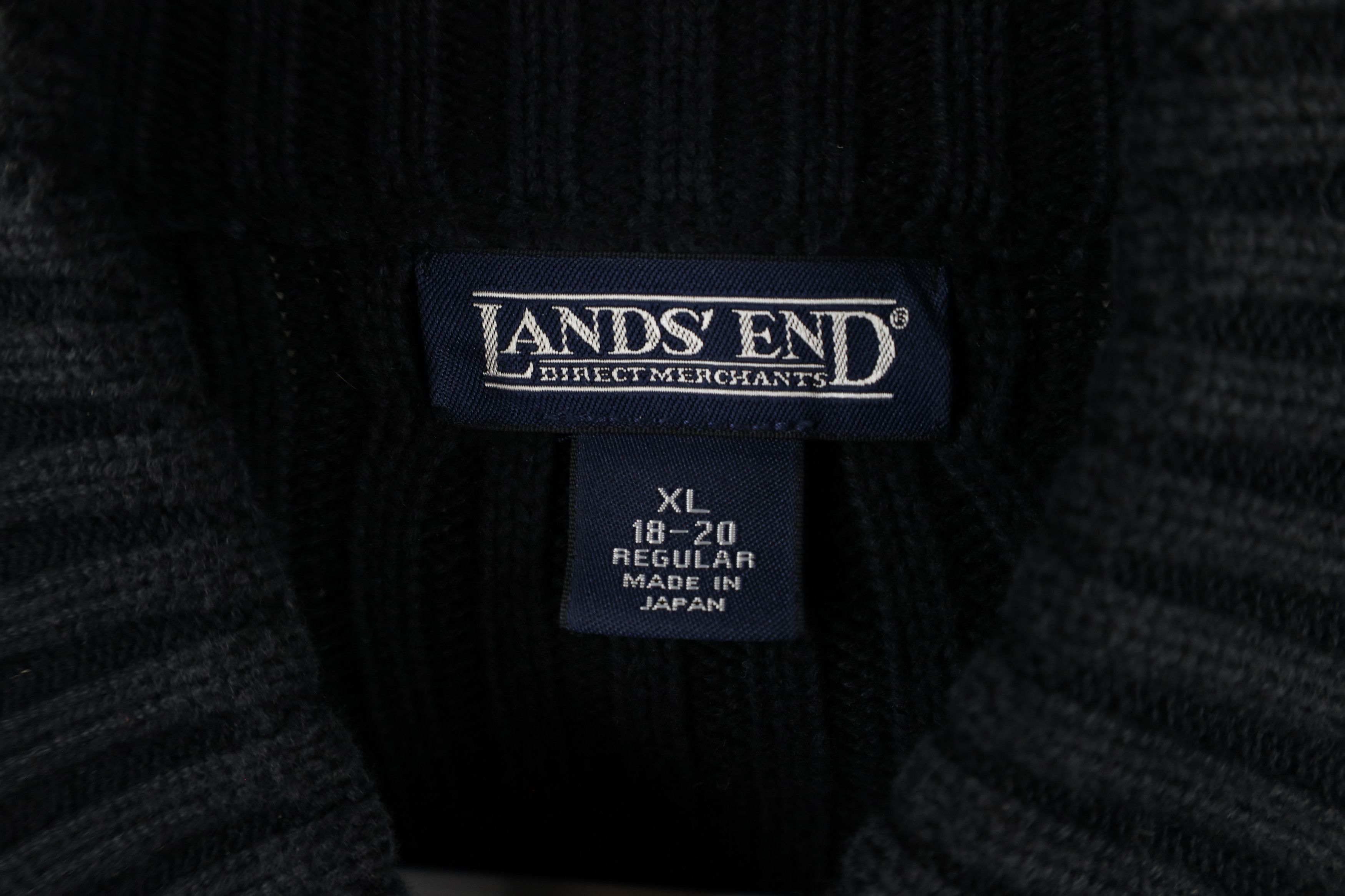 Lands' End × Vintage Vintage 90s Lands End Ribbed Cable Knit Zip Sweater Japan Size XXL / US 16-18 / IT 52-54 - 7 Thumbnail
