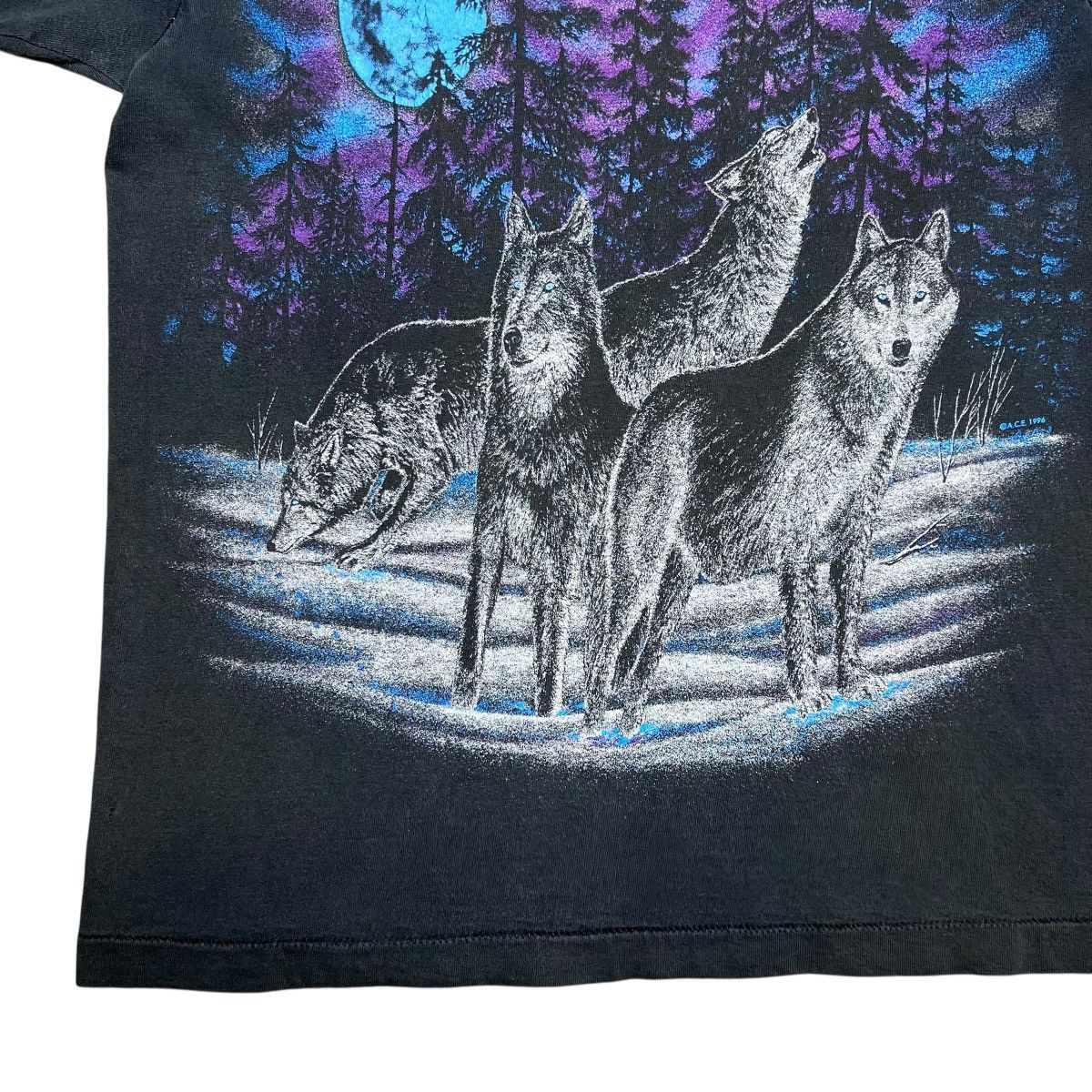 Fruit Of The Loom Vintage 1996 Alaska Wolf Pack Nature Double Sided T-Shirt Size US M / EU 48-50 / 2 - 7 Thumbnail