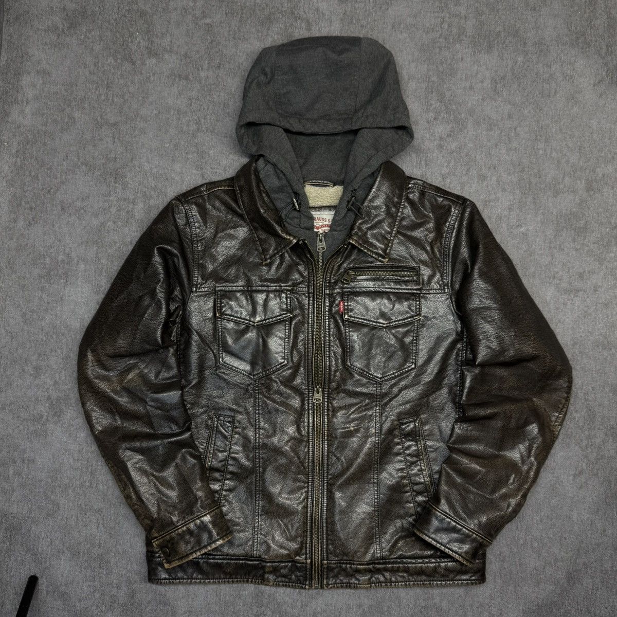 Levi's × Vintage Vintage Levi’s Distressed Faux Leather Hooded Jacket Size US M / EU 48-50 / 2 - 1 Thumbnail