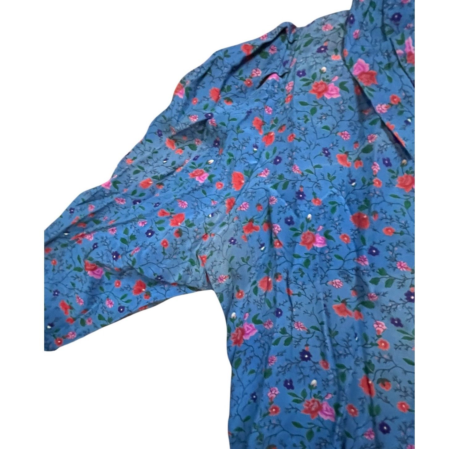 Emanuel Ungaro Emanuel Ungaro Blue Floral Ruffled V-Neck Dress Size M Size M / US 6-8 / IT 42-44 - 11 Thumbnail