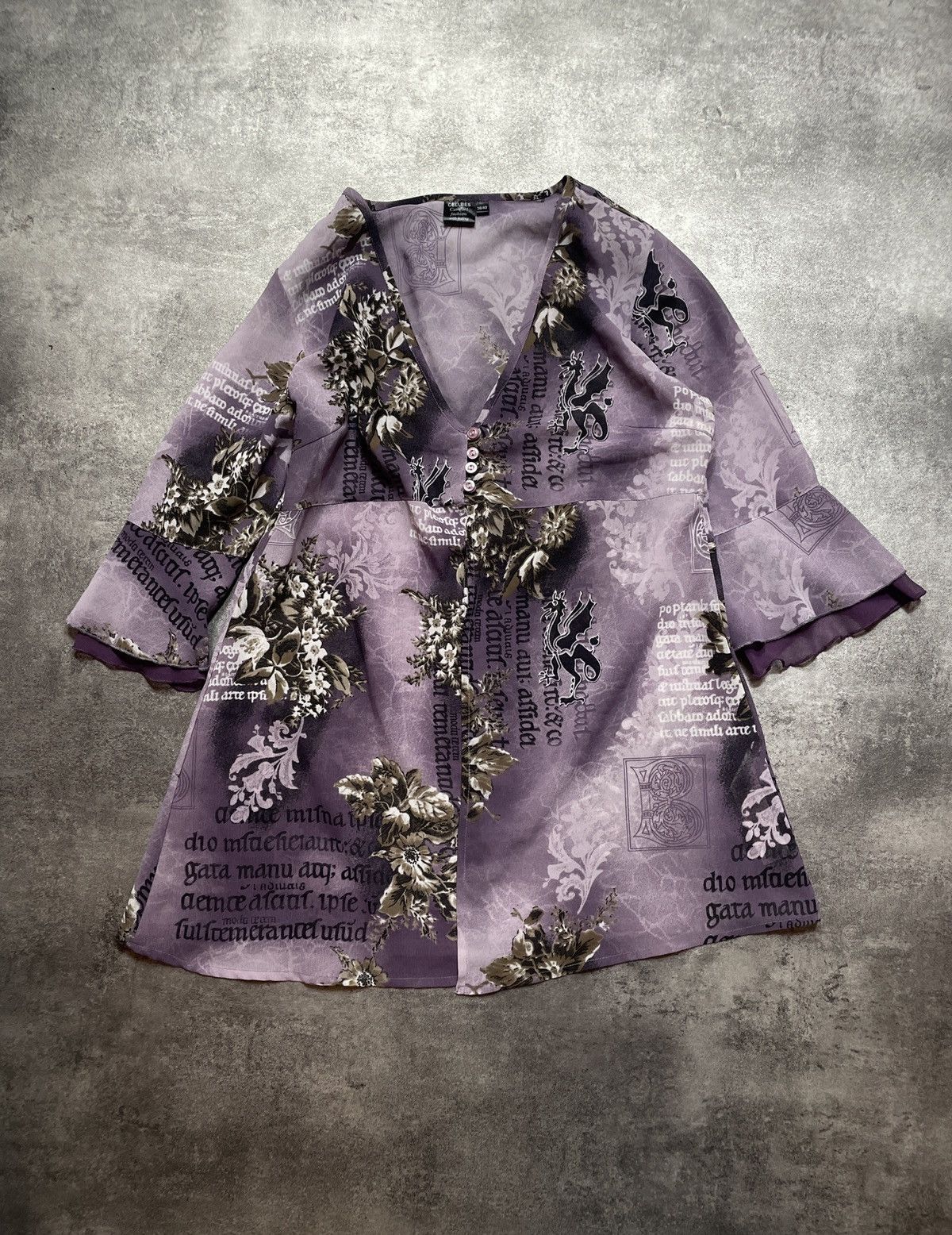 Vintage Avant Garde Y2K Blouse Streetwear Rare All Over Print Size L / US 10 / IT 46 - 1 Thumbnail