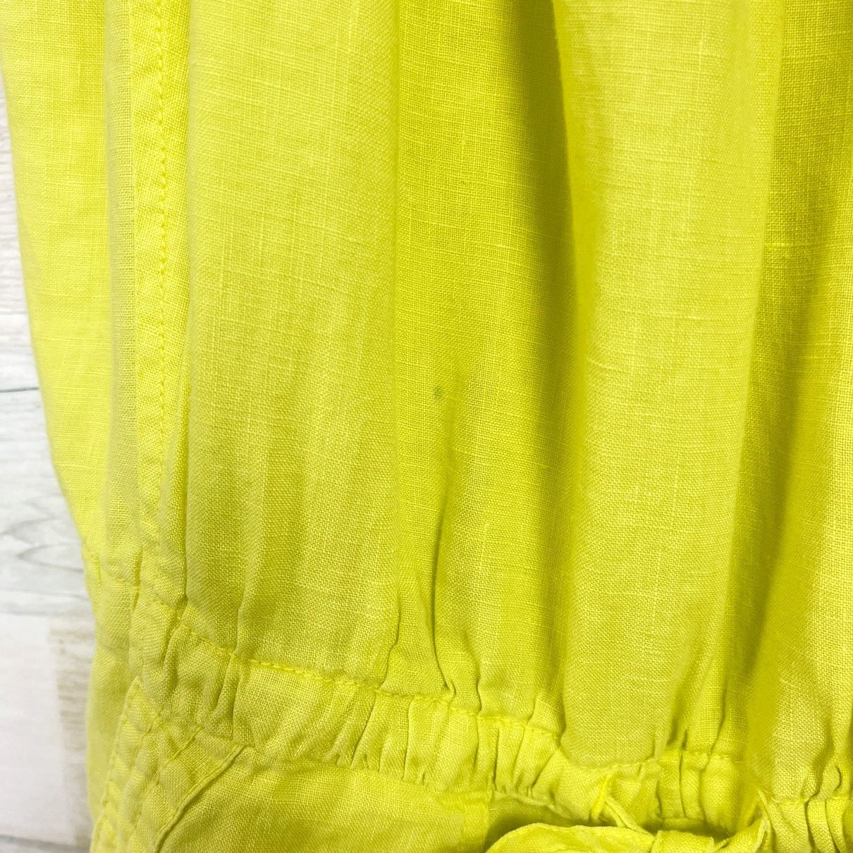 Joie JOIE Linen Alina Romper Neon Yellow Smocked Pockets Women XS Size 25" / US 0 / IT 36 - 3 Thumbnail