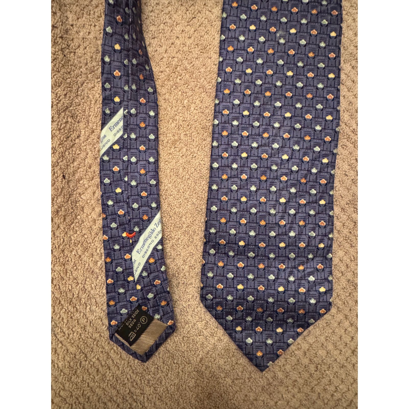 Ermenegildo Zegna Italy Ermenegildo Zegna Beautiful Blue Floral 100% Silk Tie Size ONE SIZE - 2 Thumbnail