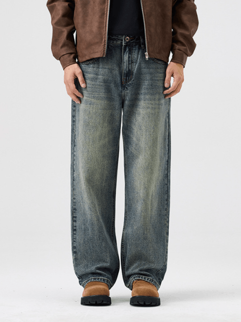 Japanese Brand × Jean Washed distressed all-match cleanfit loose vintage jeans Size US 32 / EU 48 - 1 Thumbnail