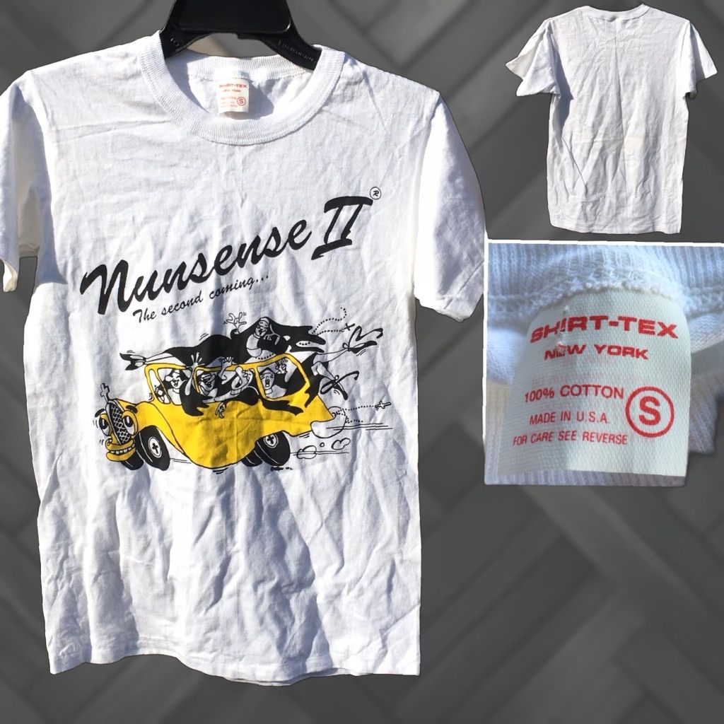 Vintage VINTAGE SHIRT-TEX T-Shirt S White Unisex Made In USA Nunsense II The Second Coming Graphic Tee 100% Cotton Short Sleeve Mens Womens Girls Boys Size US S / EU 44-46 / 1 - 1 Thumbnail