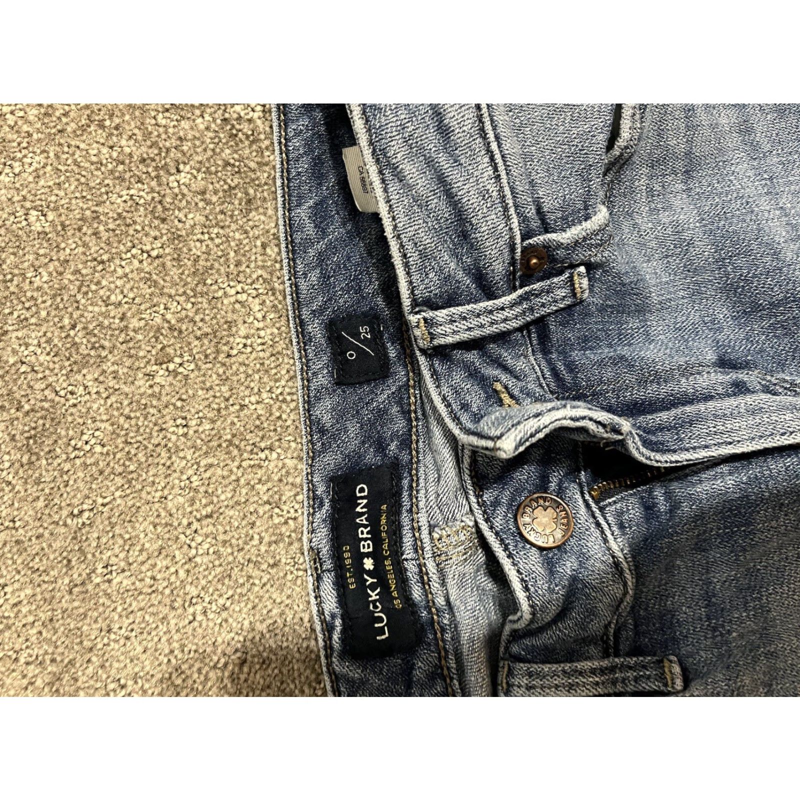 Lucky Brand VINTAGE Lucky Brand Jeans Womens 0/25 Blue Lolita Skinny Stretch Raw Hem Medium Wash Jeans Women 80s 90s USA Size 25" / US 0 / IT 36 - 6 Thumbnail