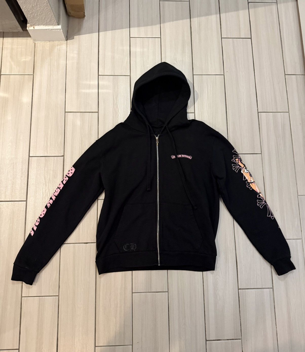 Chrome Hearts Chrome Hearts Deadly Doll Cross Scroll Logo Zip Up