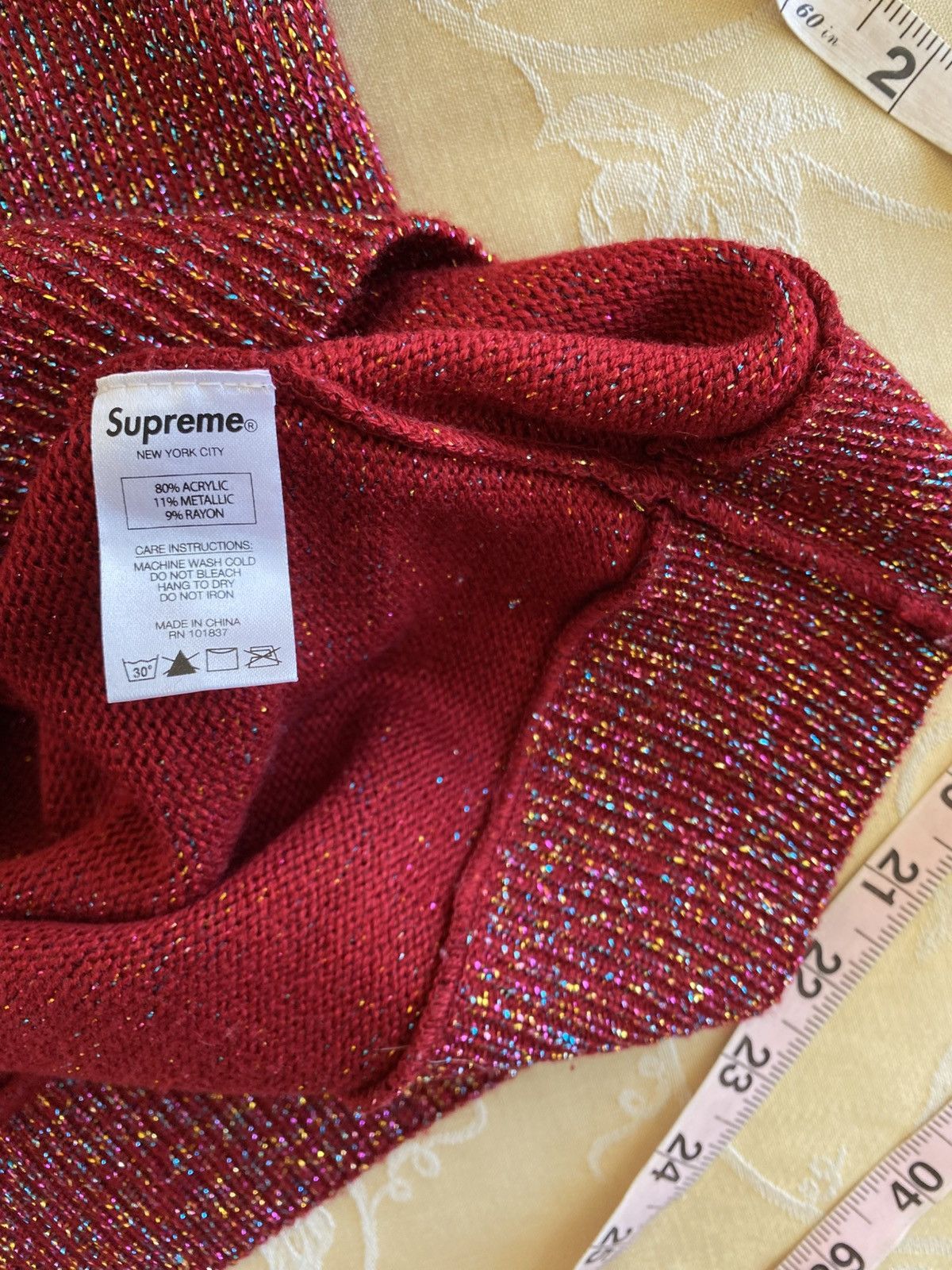 Supreme Supreme Tinsel Sweater Red 2016 Metallic Shiny Box Logo Size US L / EU 52-54 / 3 - 6 Thumbnail